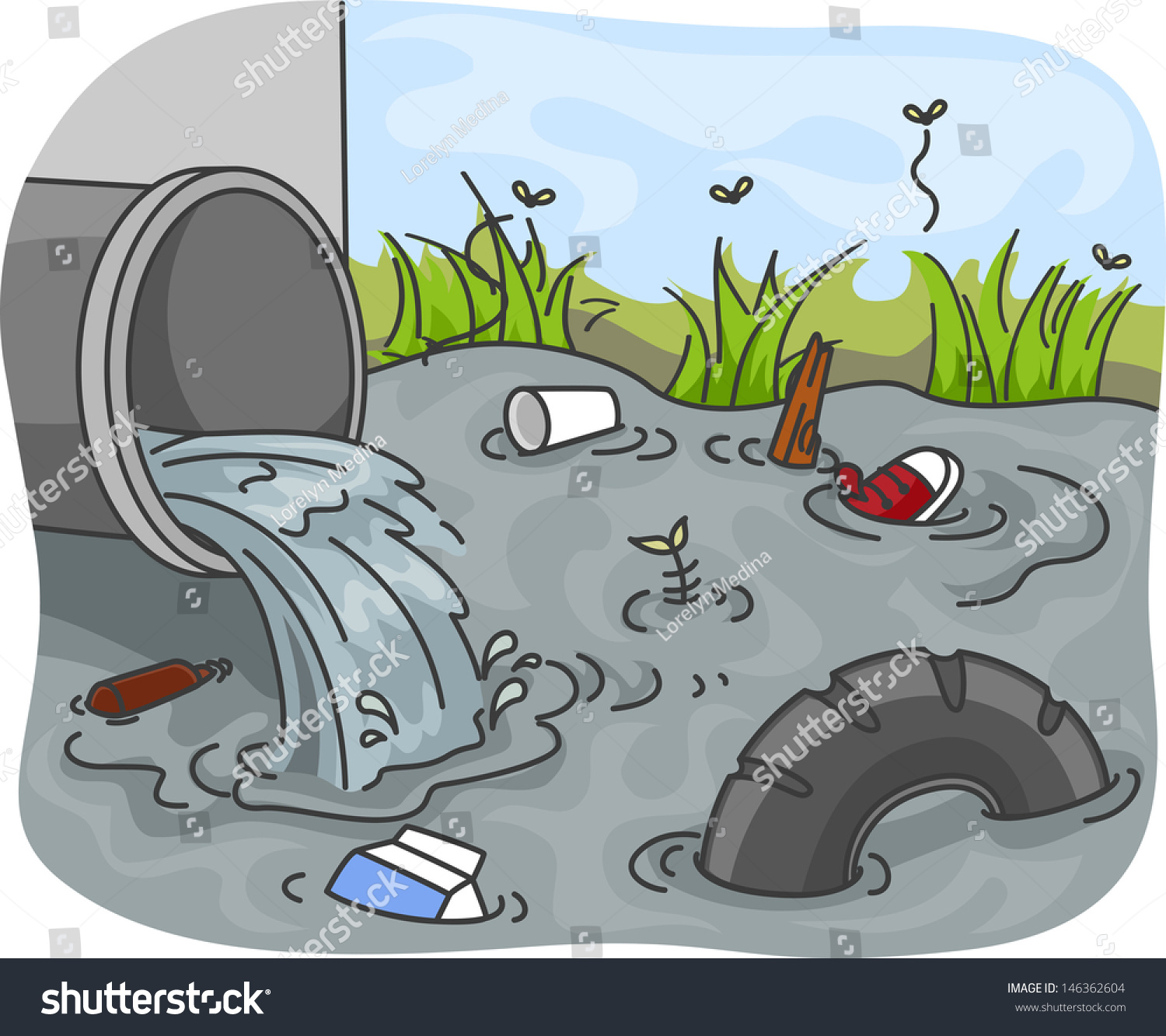 Illustration Of Industrial Wastes Resulting To Water Pollution