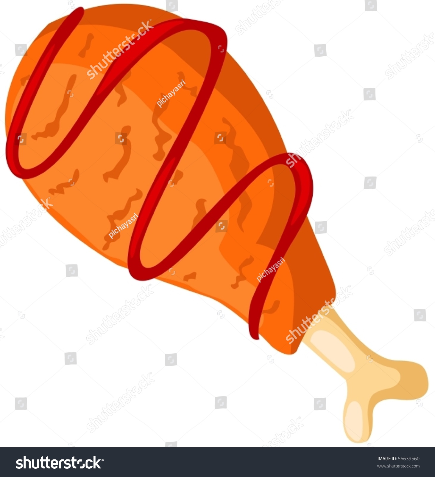 Illustration Isolated Chicken Wing On White Stock Vector 56639560