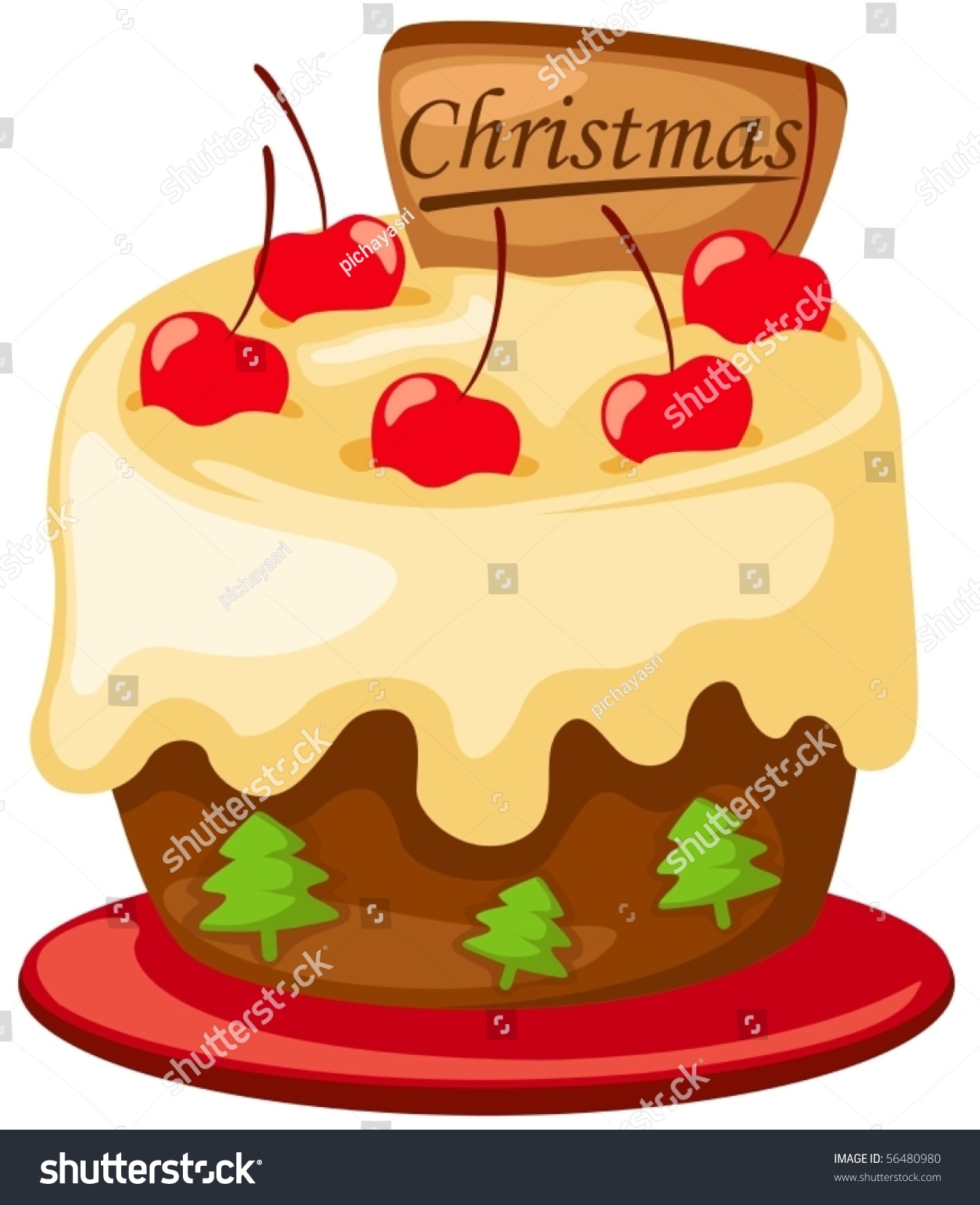 Illustration Of Isolated Christmas Cake On White Background - 56480980 