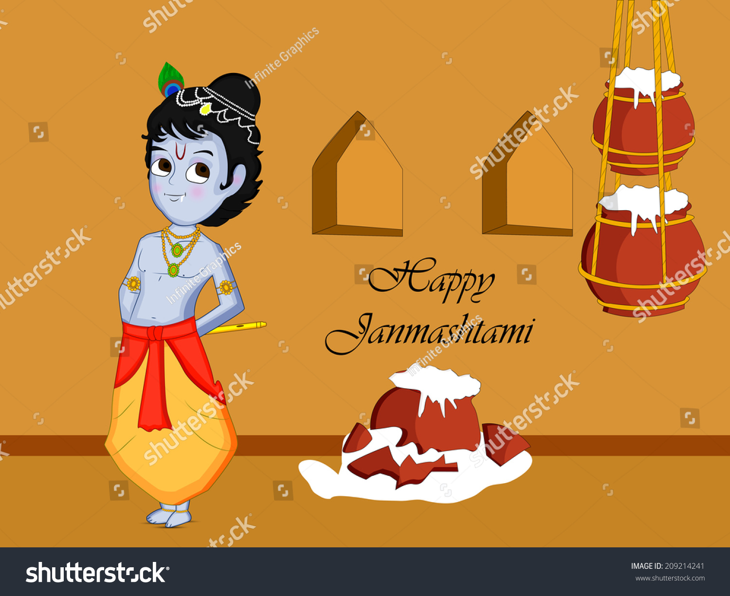 Illustration Of Lord Krishna For Janmashtami - 209214241 : Shutterstock