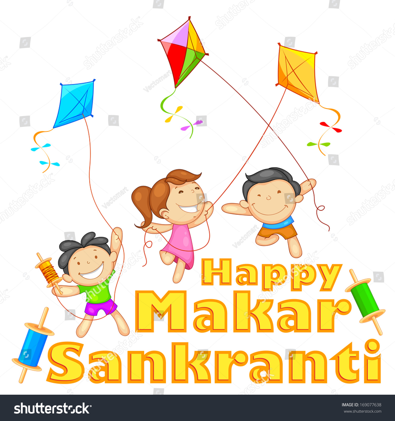 Illustration Of Makar Sankranti Wallpaper With Colorful Kite