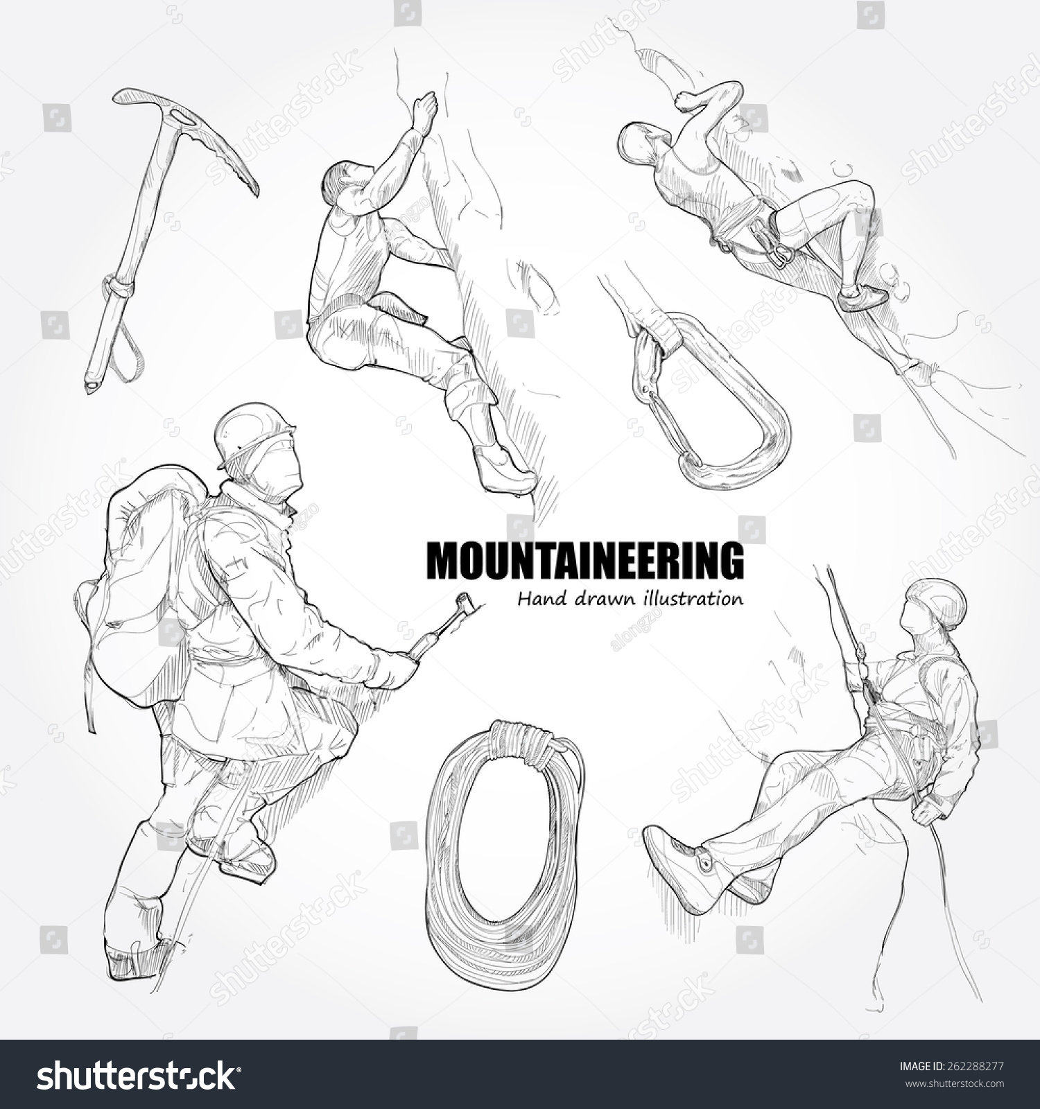 Illustration Of Mountaineering. Hand Drawn. 262288277 Shutterstock