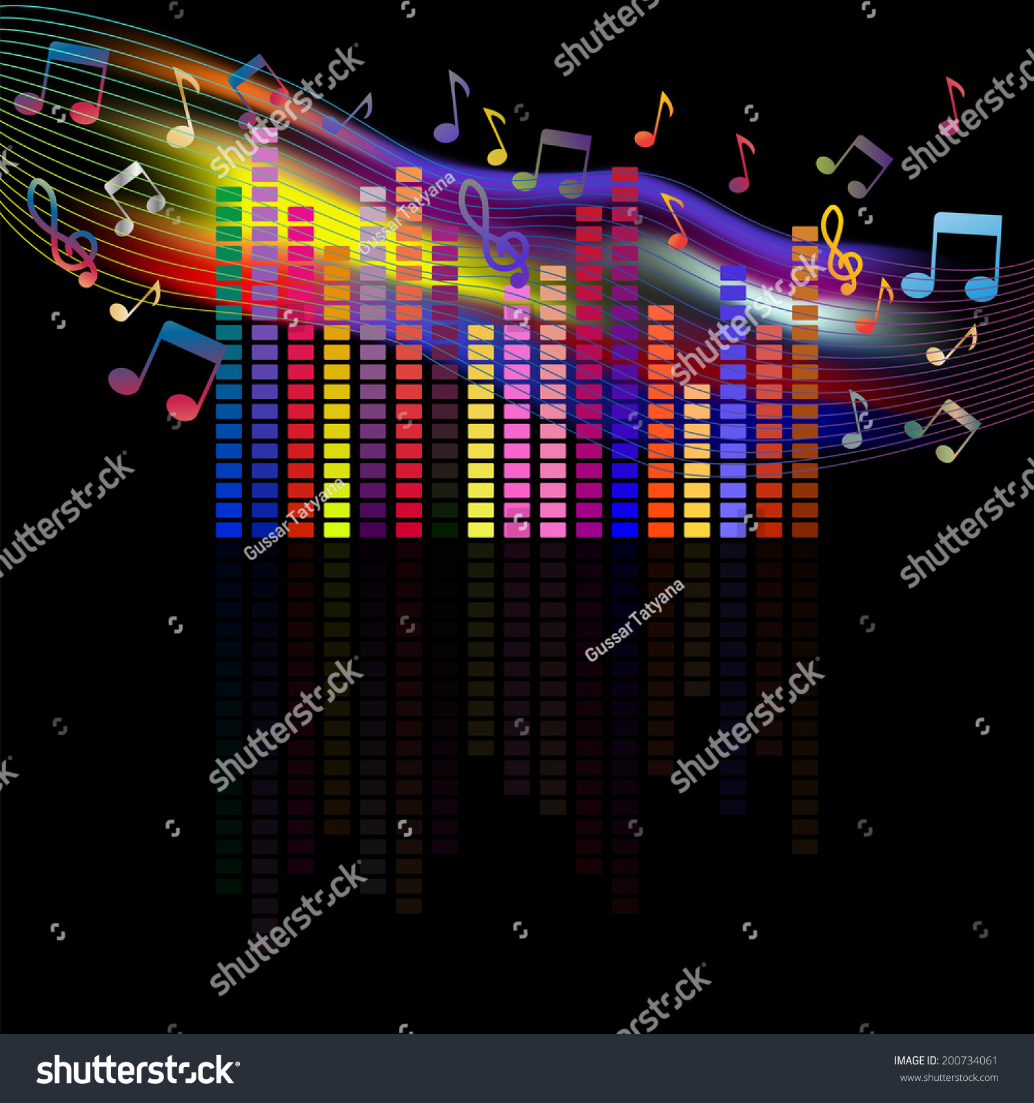 Illustration Of Music Equaliser Bar In Black Background/Vector Musical