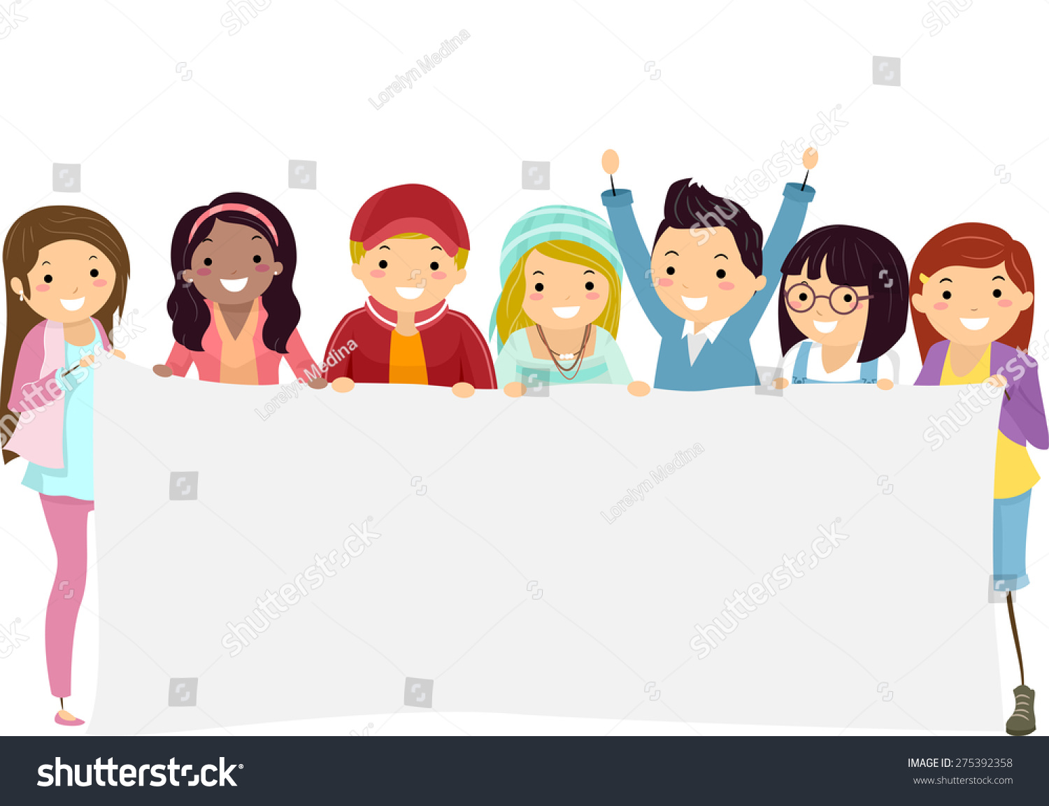 Student Holding Blank Banner Stock Vector   Illustration Of Display