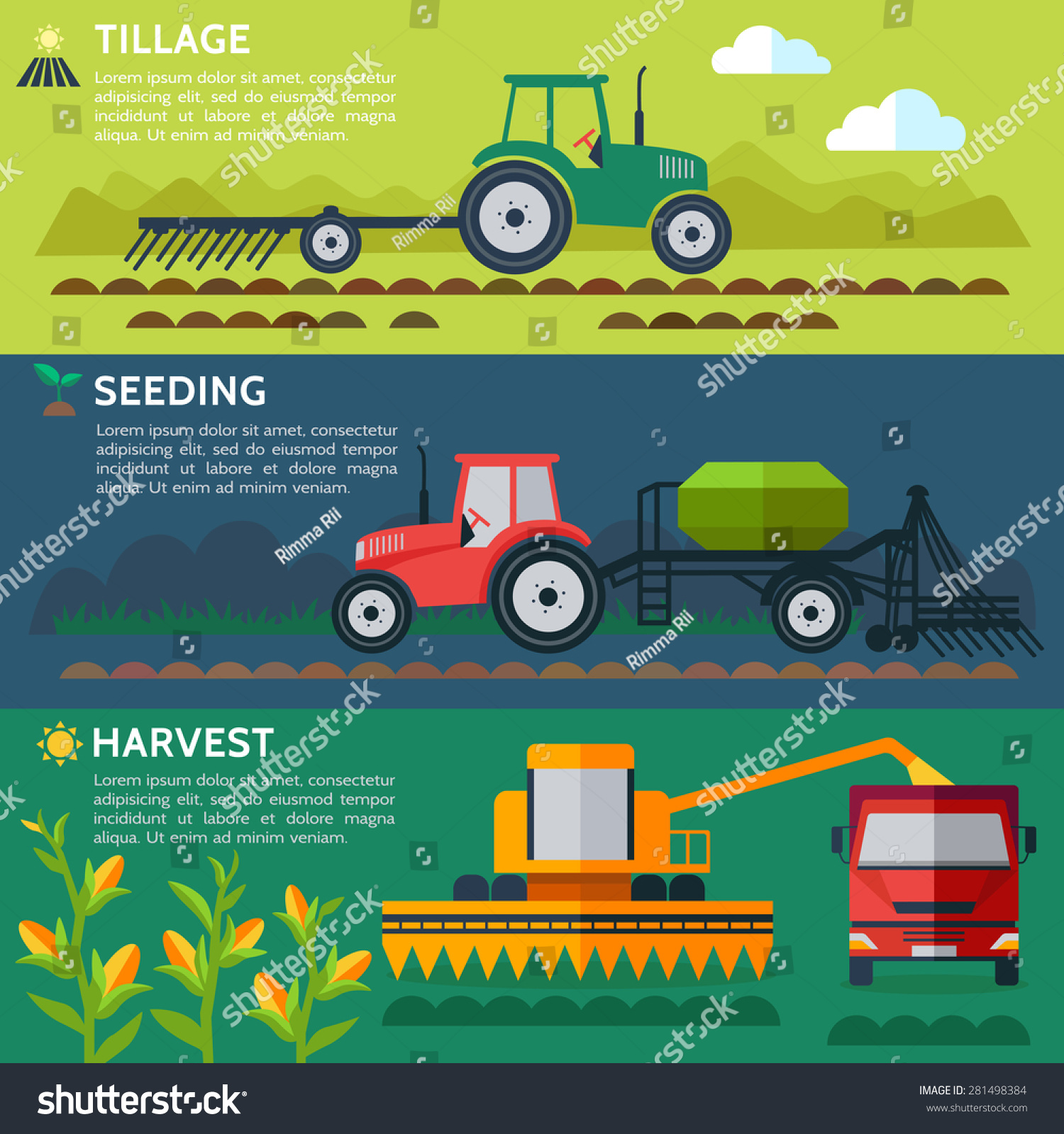 Illustration Of The Process Of Growing And Harvesting Crops Equipment For Agriculture Vector 0892