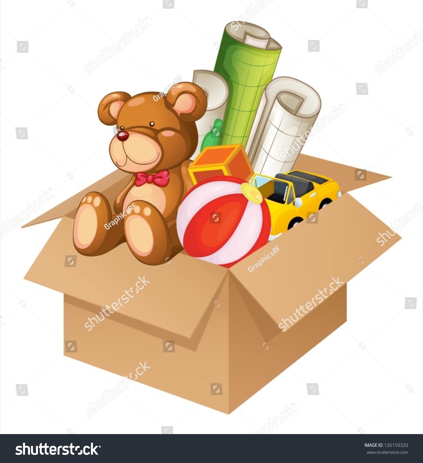 Illustration Toys Box On White Background Stock Vector 126159320