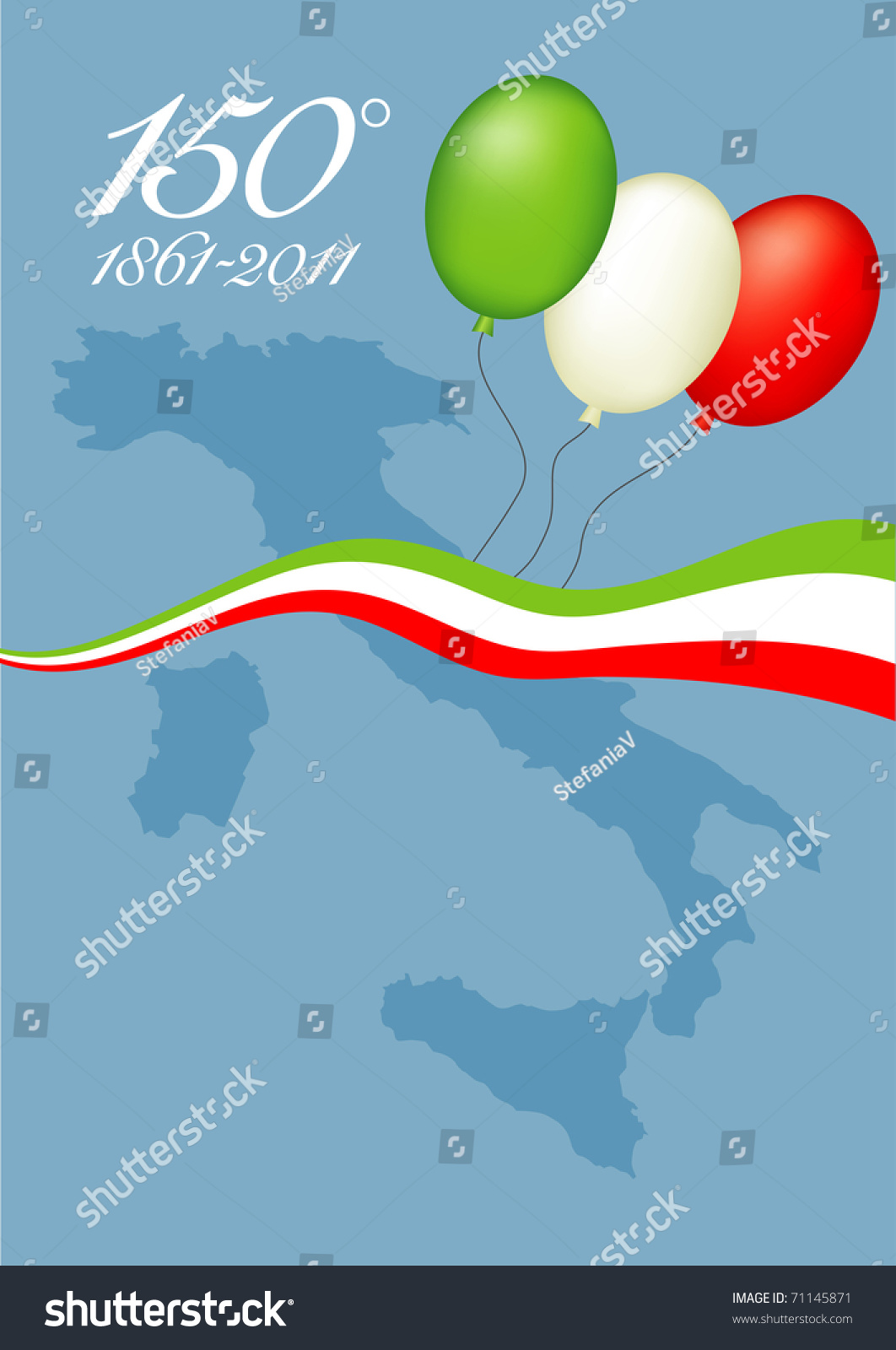 Illustration Representing The 150th Anniversary Of Italian Unity, With ...