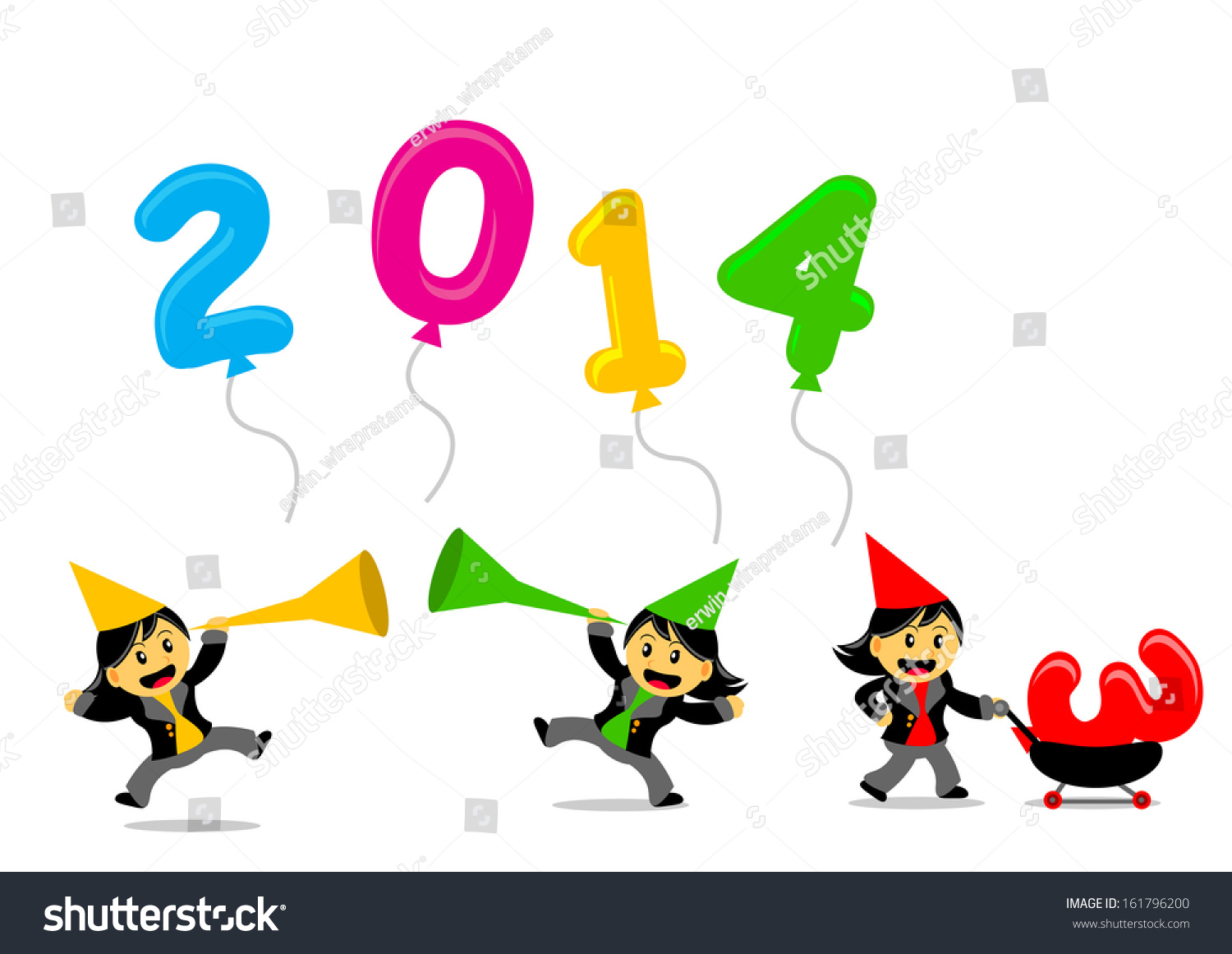 Illustration Vector Graphic Cartoon Character New Year Themes