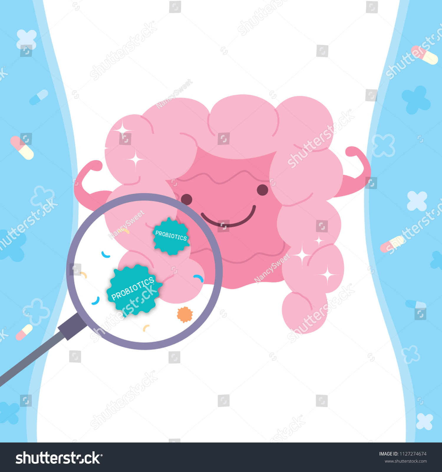 Illustration Vector Look Through Benefits Probiotics Stock Vector