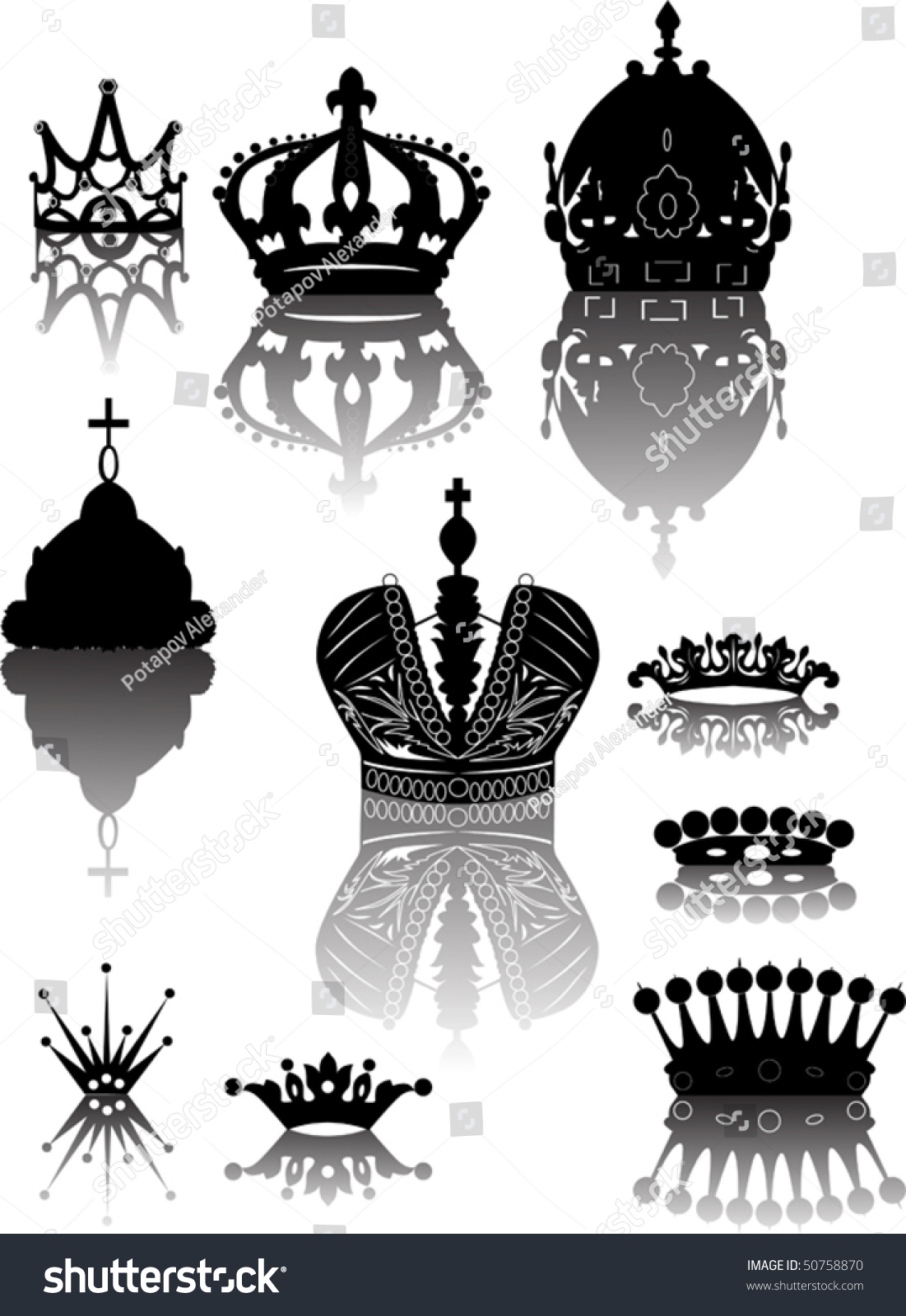 Illustration With Crown Collection Isolated On White Background