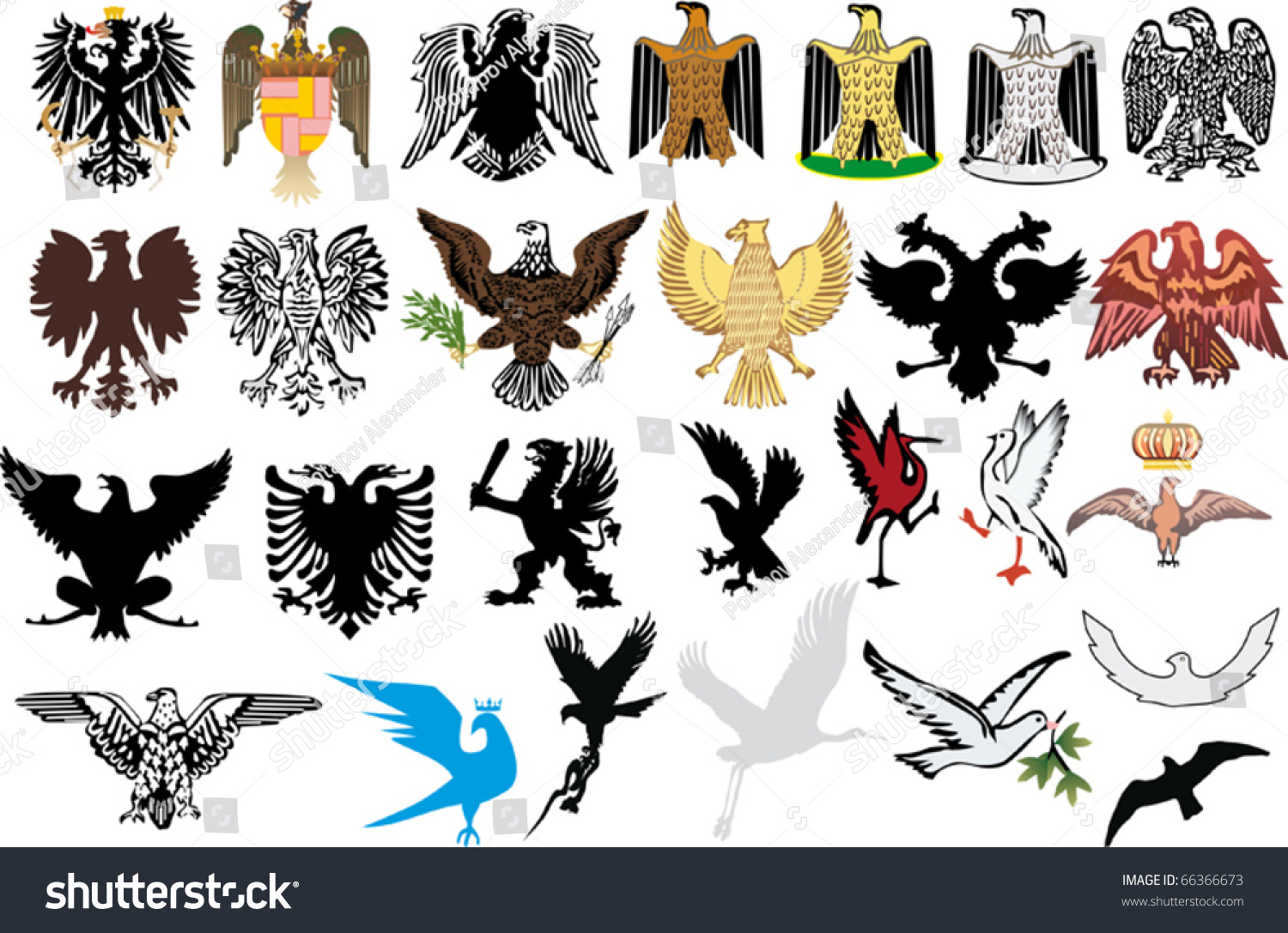 Illustration With National Heraldic Eagles - 66366673 : Shutterstock