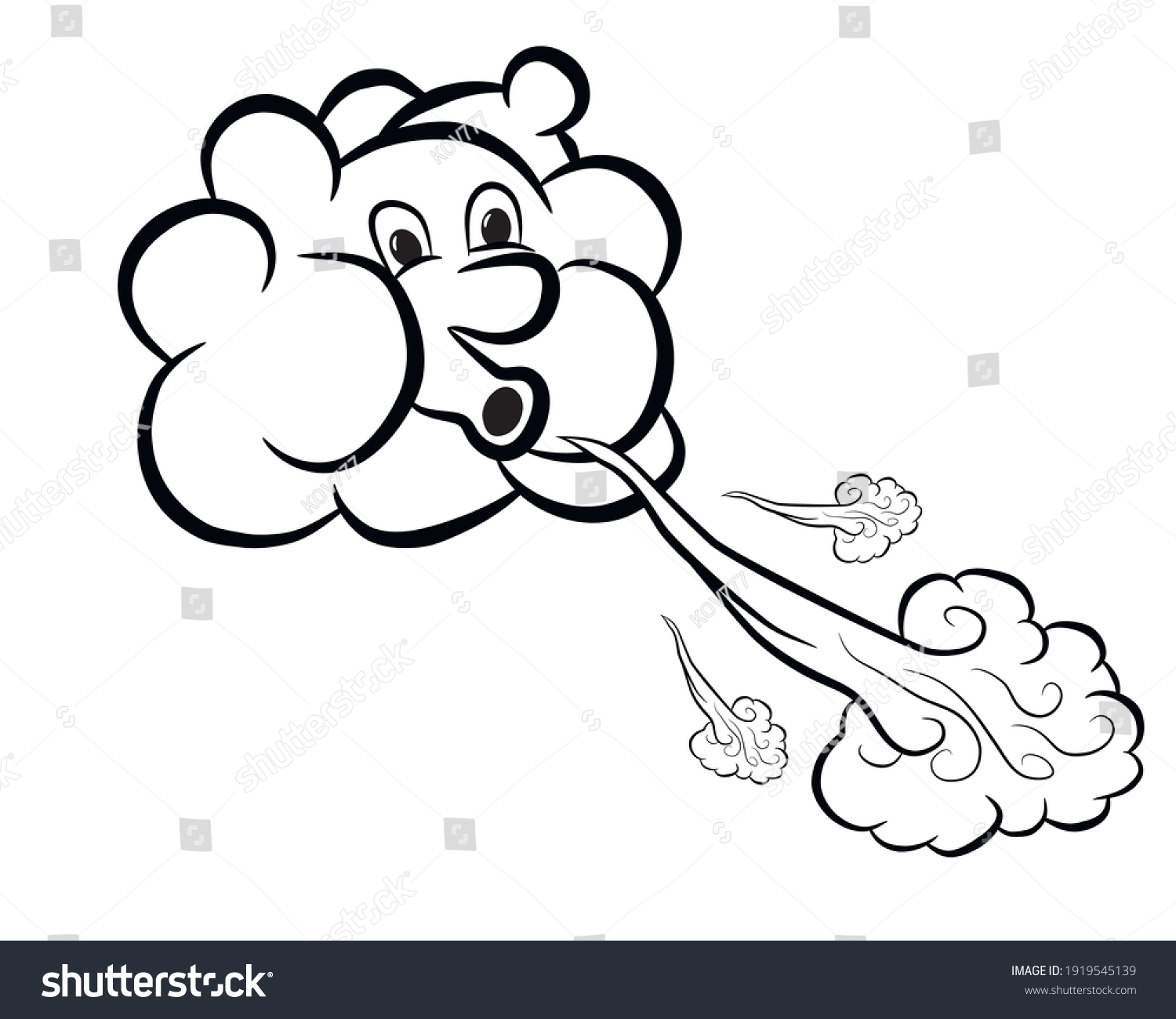 Image Cute Cartoon Cloud Blowing Wind Stock Vector Royalty Free