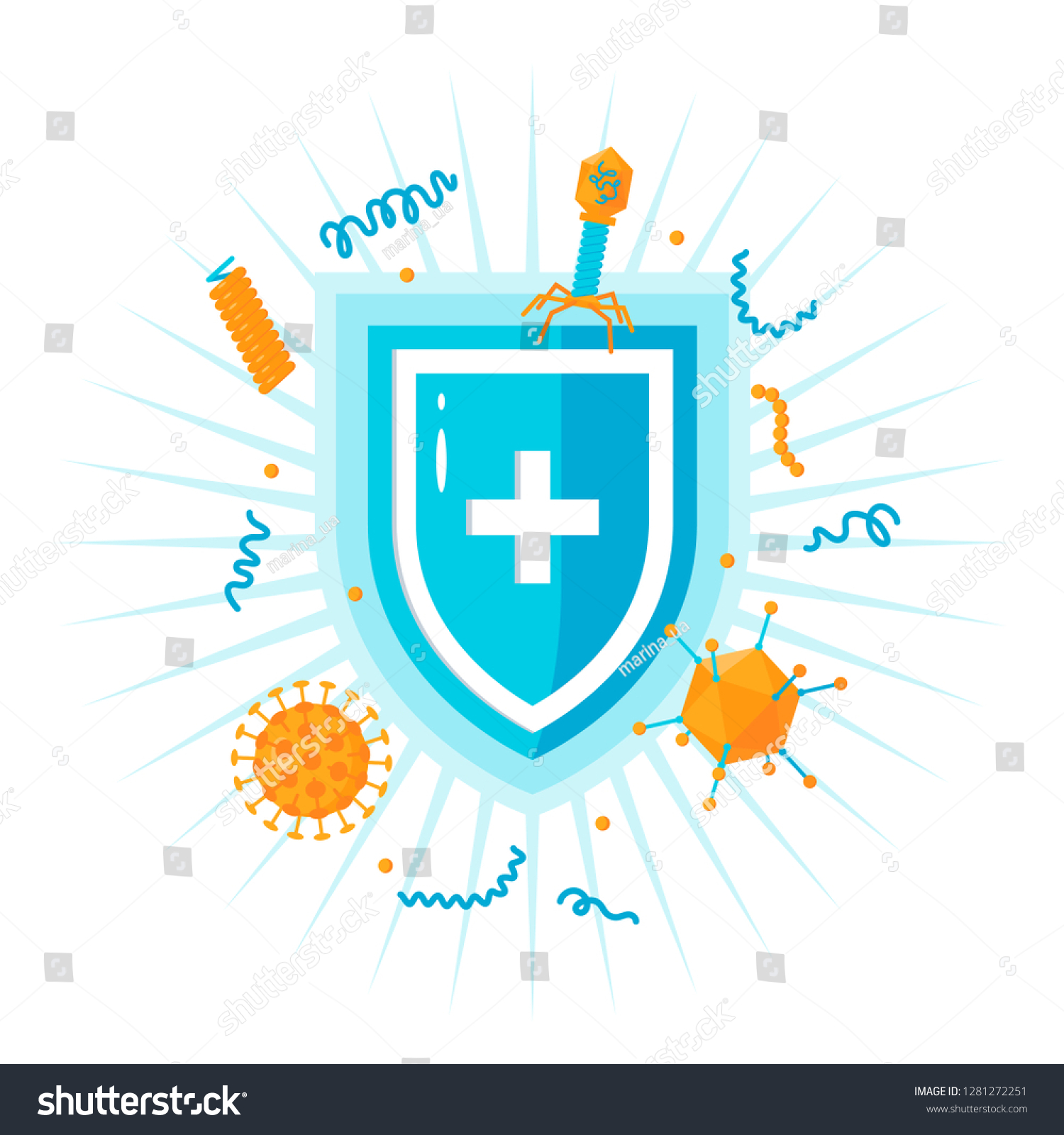 Immune System Concept Medical Shield Surrounded Stock Vector Royalty