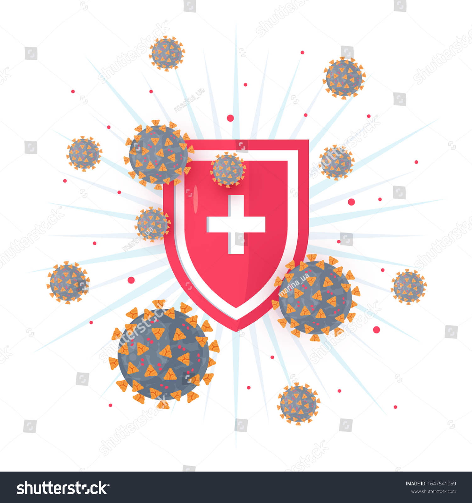 Immune System Concept Medical Shield Bacterial Stock Vector Royalty