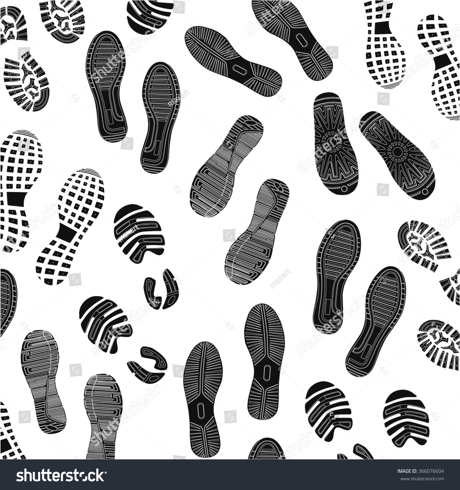 Imprint Soles Shoes Sole Prints Black Stock Vector 366076604 - Shutterstock