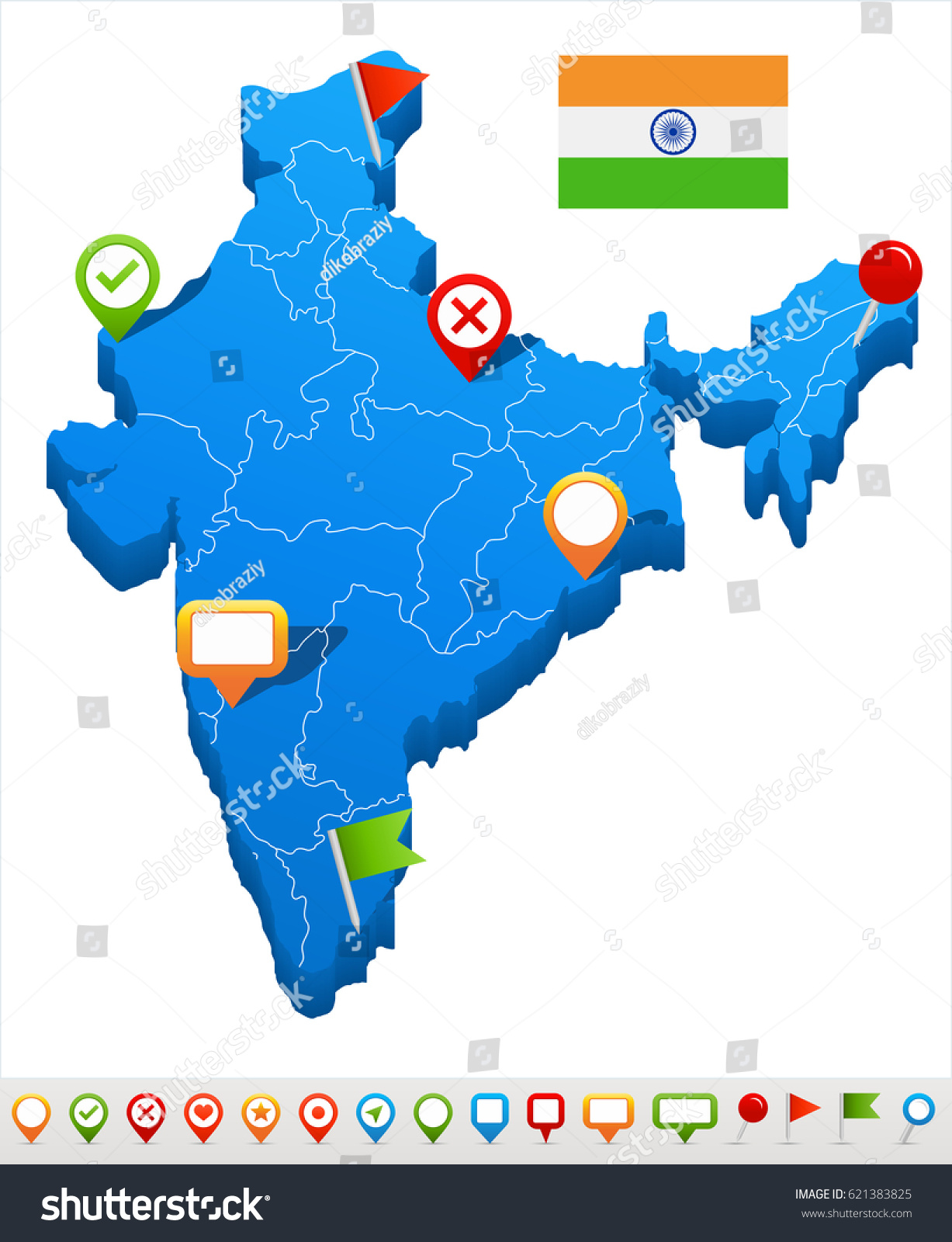 India Map Flag Highly Detailed Vector Stock Vector Royalty Free