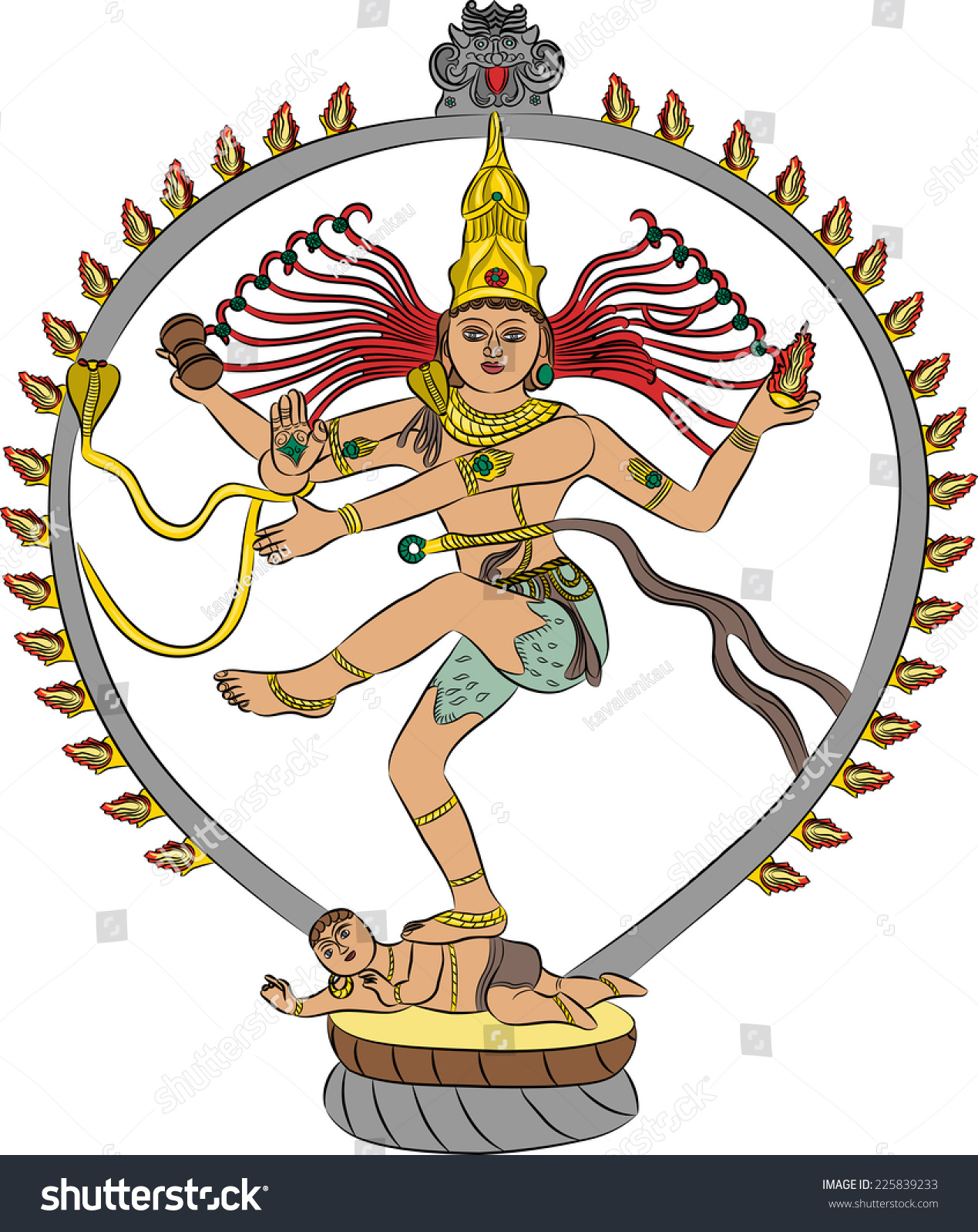 Indian Goddess Kali Dancing Isolated On Vector De Stock Libre De