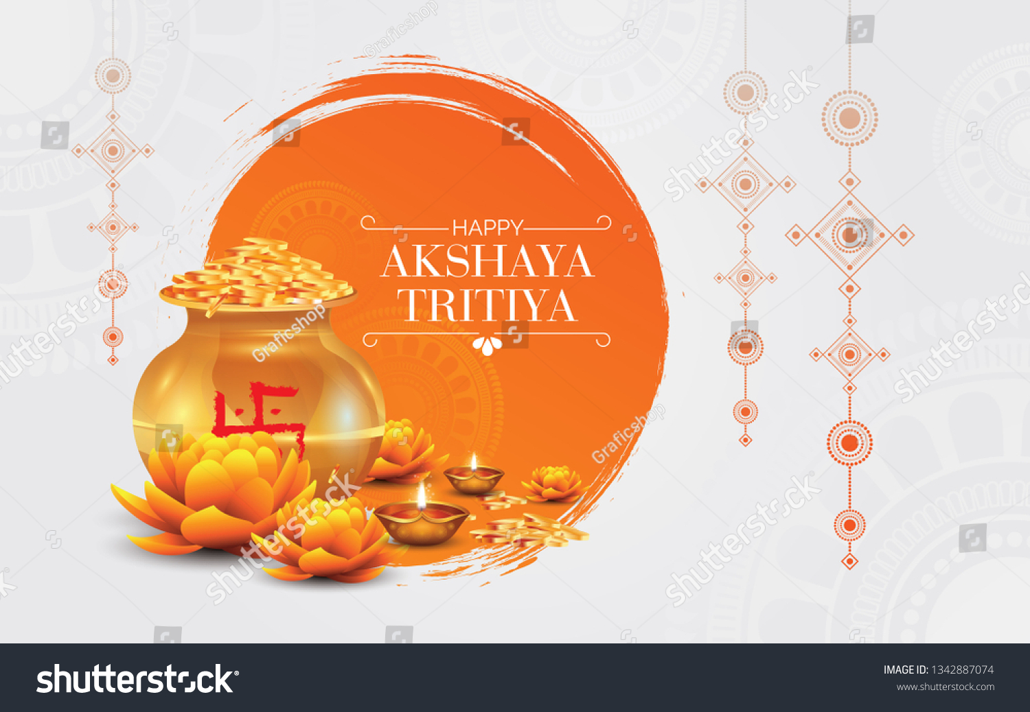 Indian Religious Festival Akshaya Tritiya Background Stock Vector