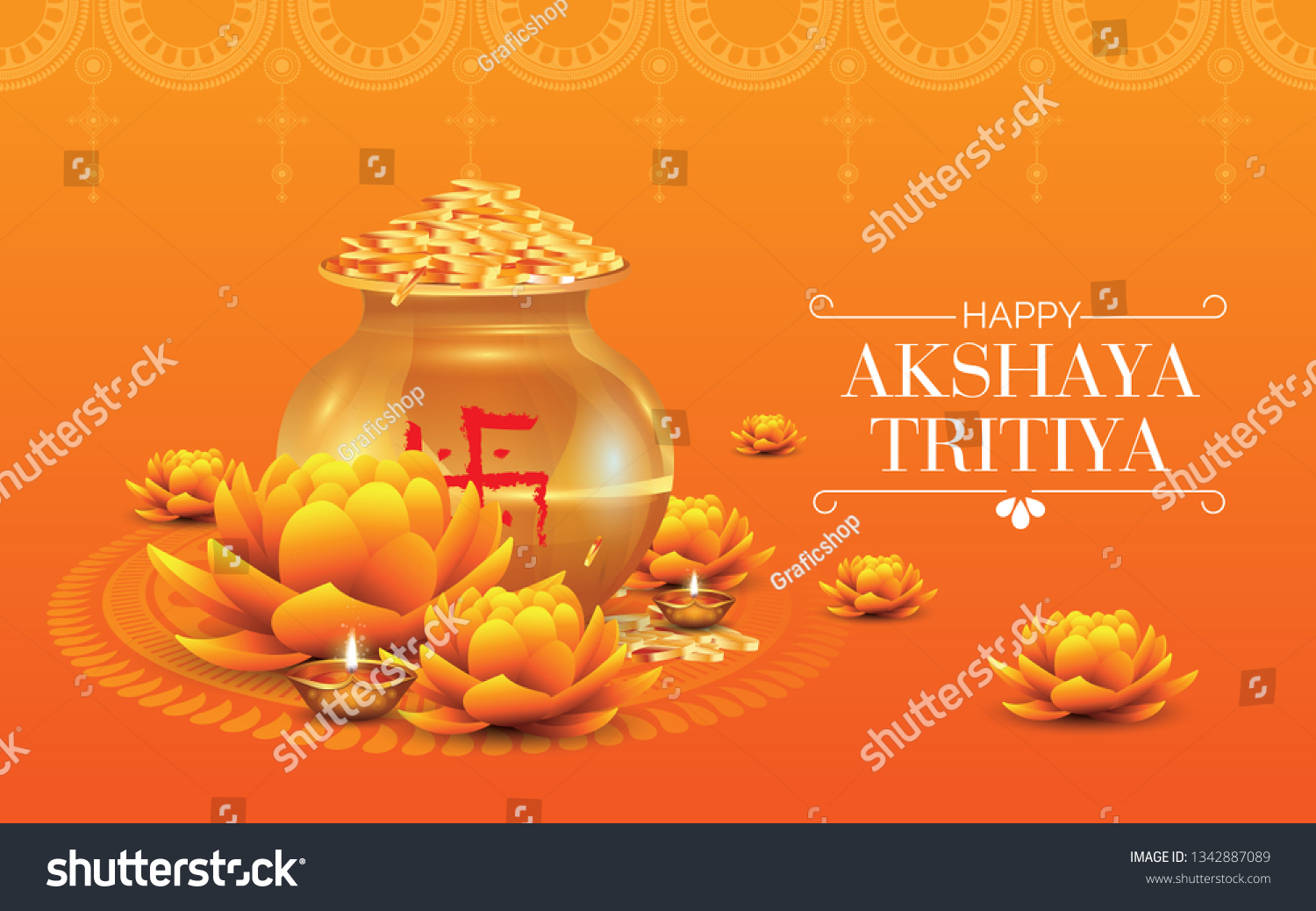 Indian Religious Festival Akshaya Tritiya Background Stock Vector