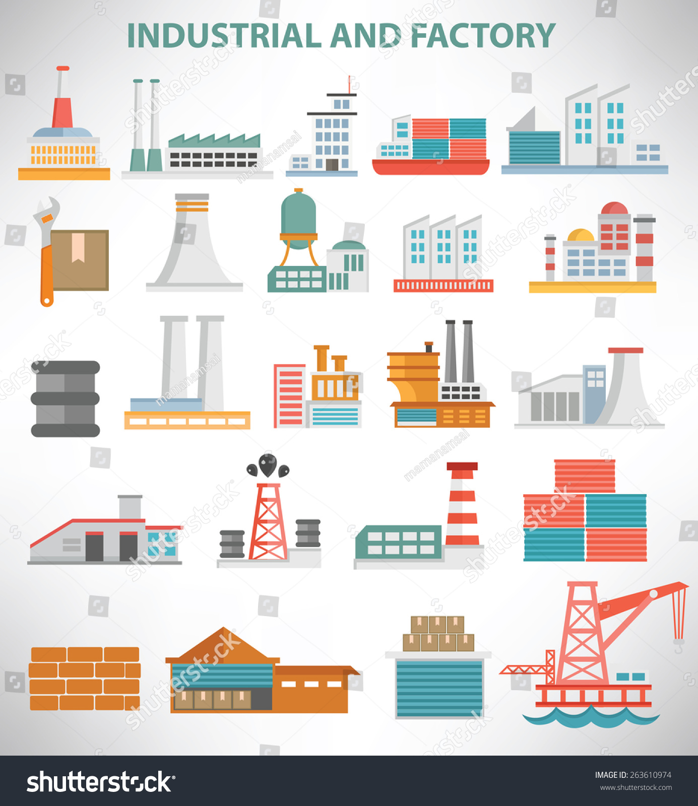 Industrial Icon Set Designclean Vector Stock Vector 263610974