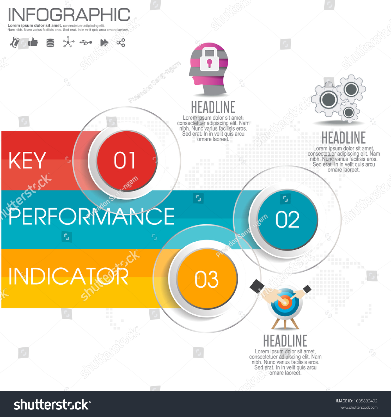 Infographic Kpi Concept Marketing Icons Key Stock Vector Royalty Free