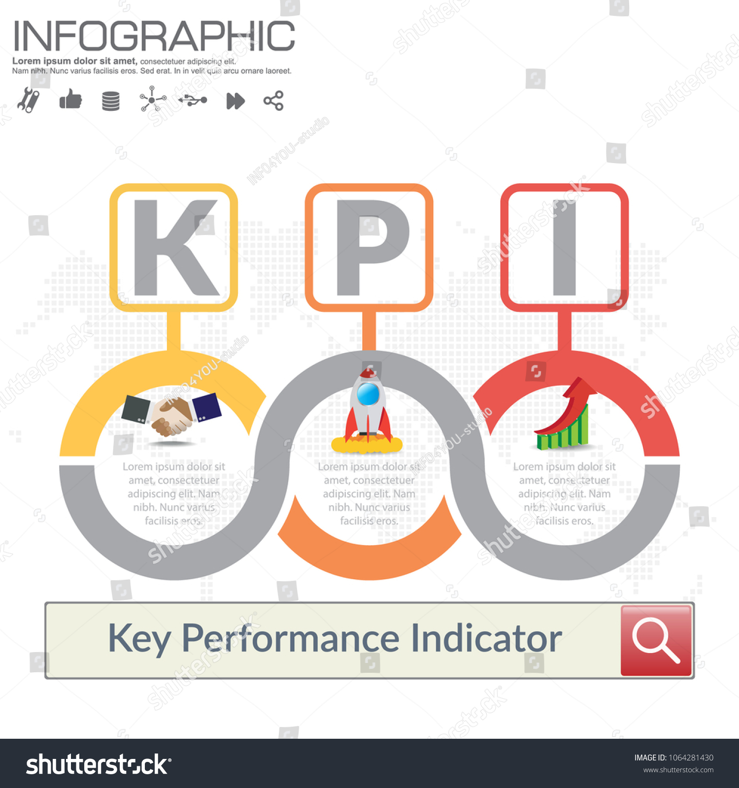 Infographic Kpi Concept Marketing Icons Key Vector De Stock Libre De