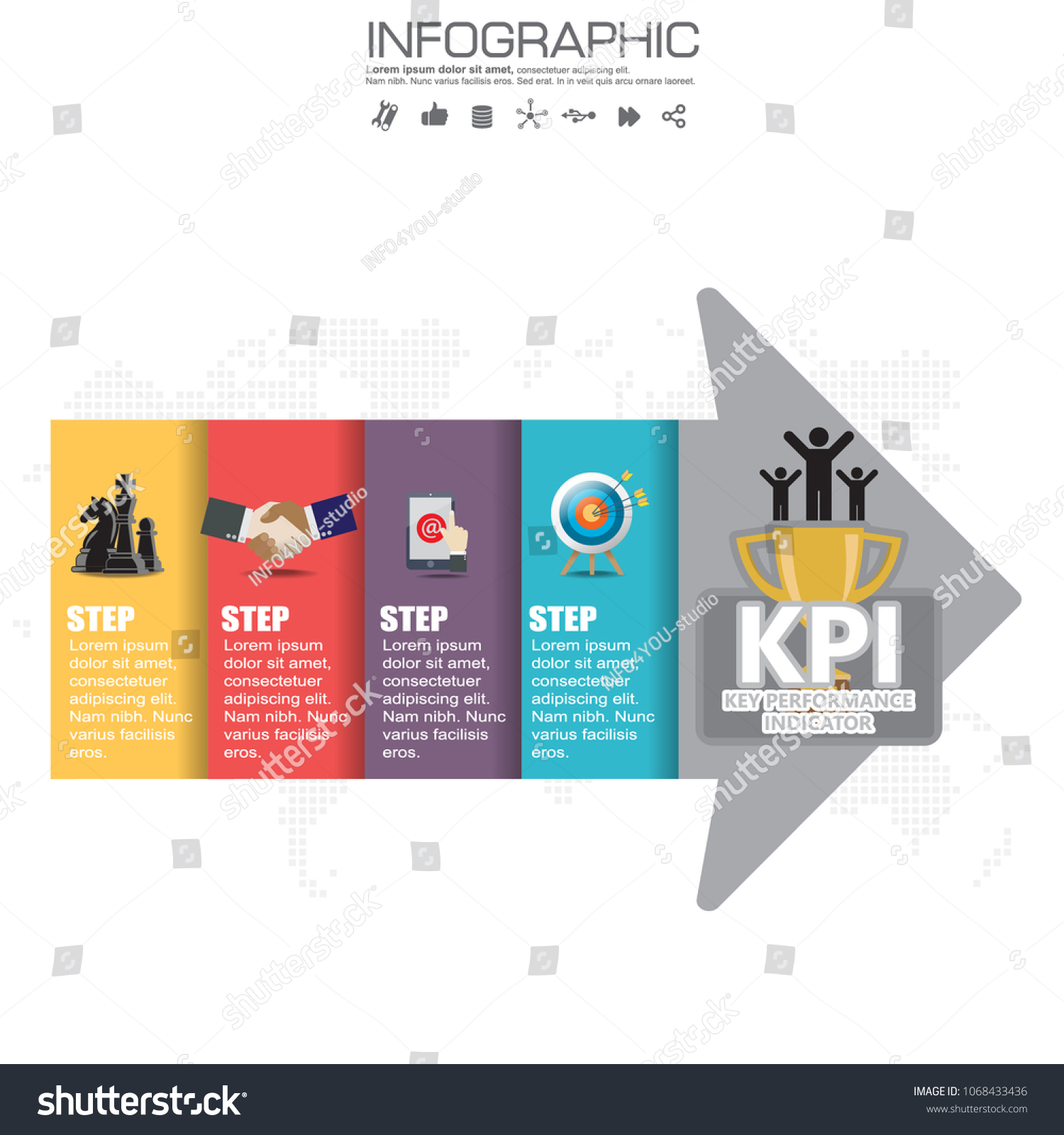 Infographic Kpi Concept Marketing Icons Key vector de stock libre de regalías