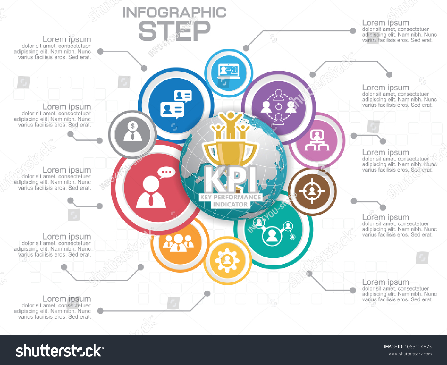 Infographic Kpi Concept Marketing Icons Key Stock Vector Royalty Free