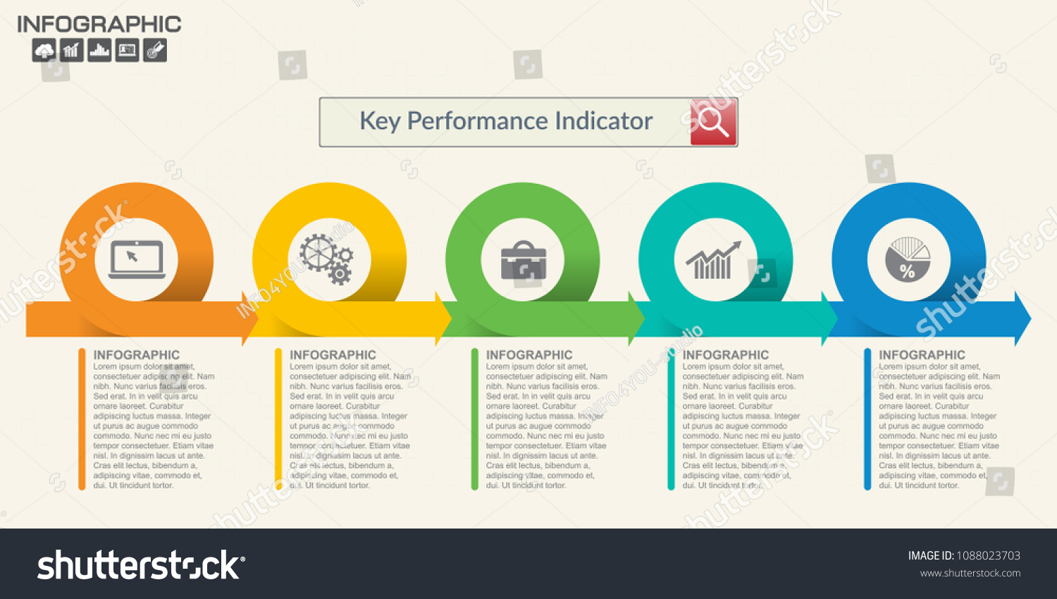 Infographic Kpi Concept Marketing Icons Key Stock Vector Royalty Free