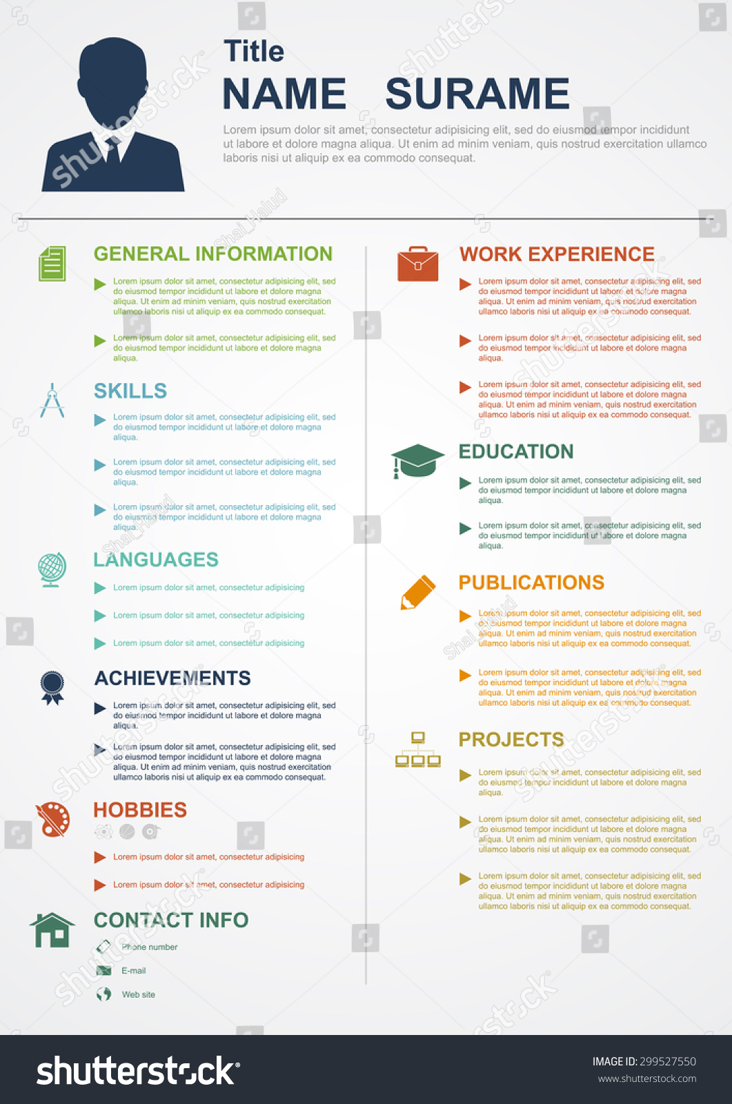infographic template icons cv personal profile stock