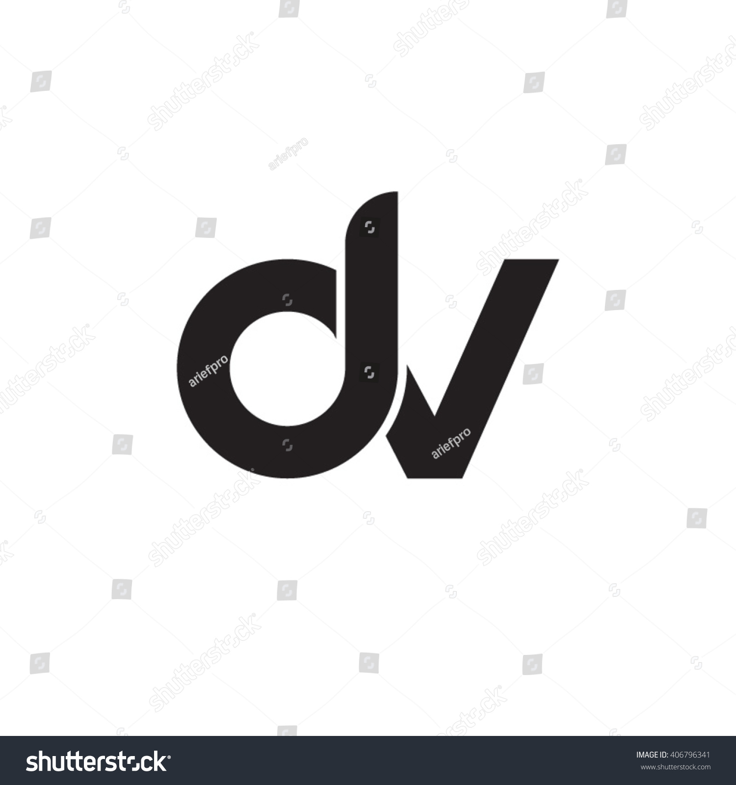 Initial Letter Dv Linked Circle Lowercase Monogram Logo Black Stock