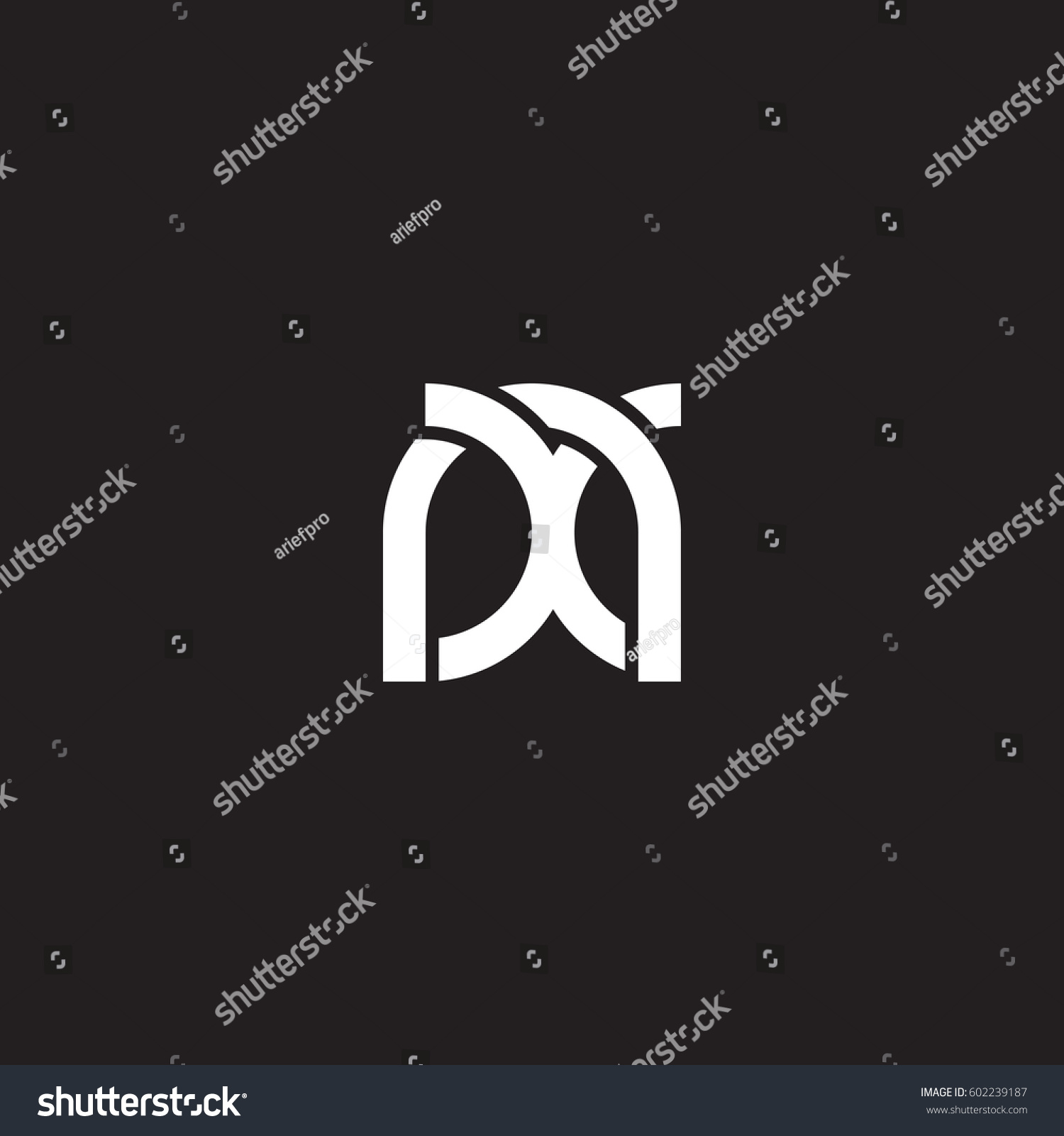 Initial Letters Nx Round Overlapping Lowercase Stock Vector Royalty