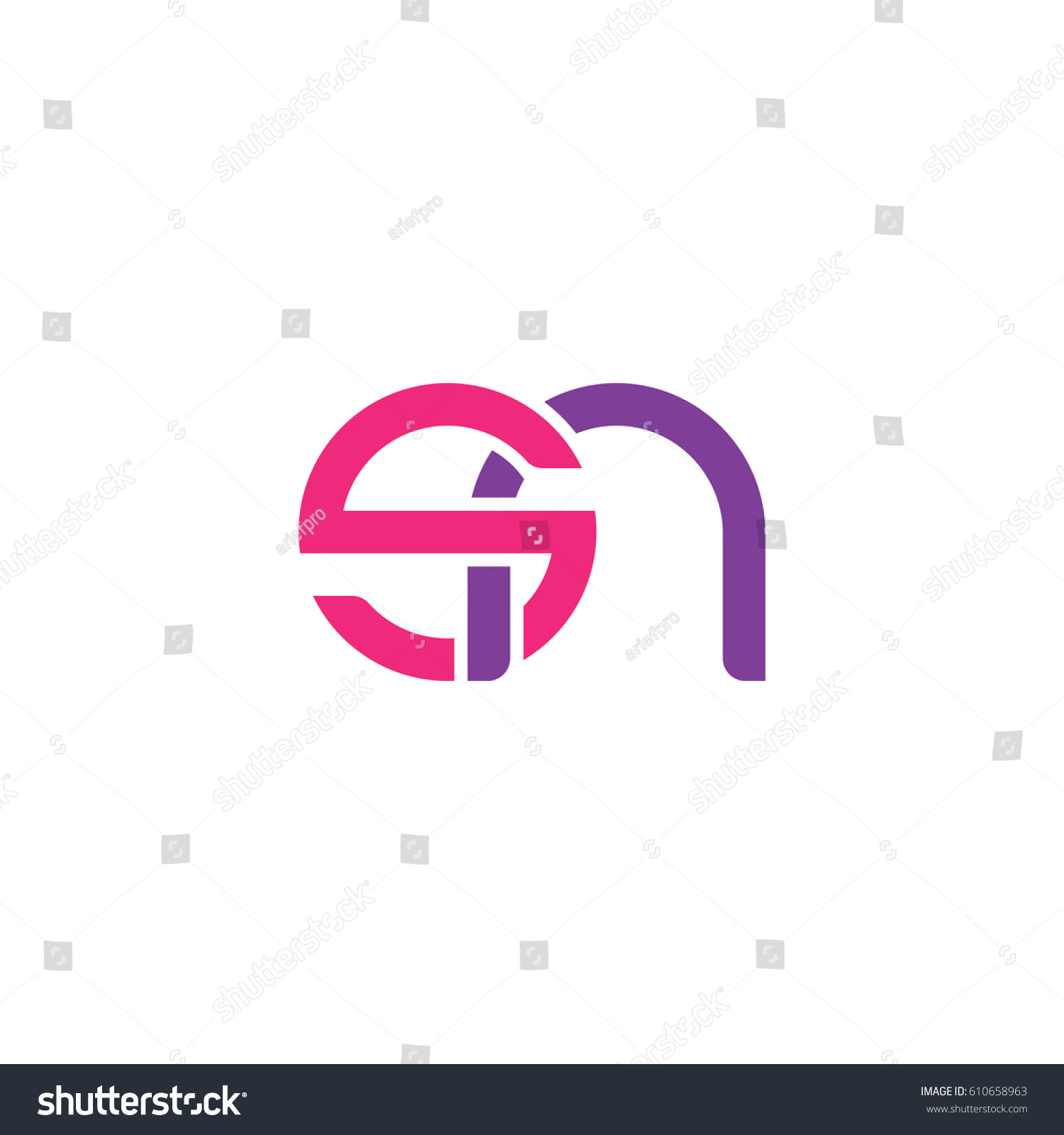 Initial Letters Sn Round Overlapping Chain Stock Vector Royalty Free