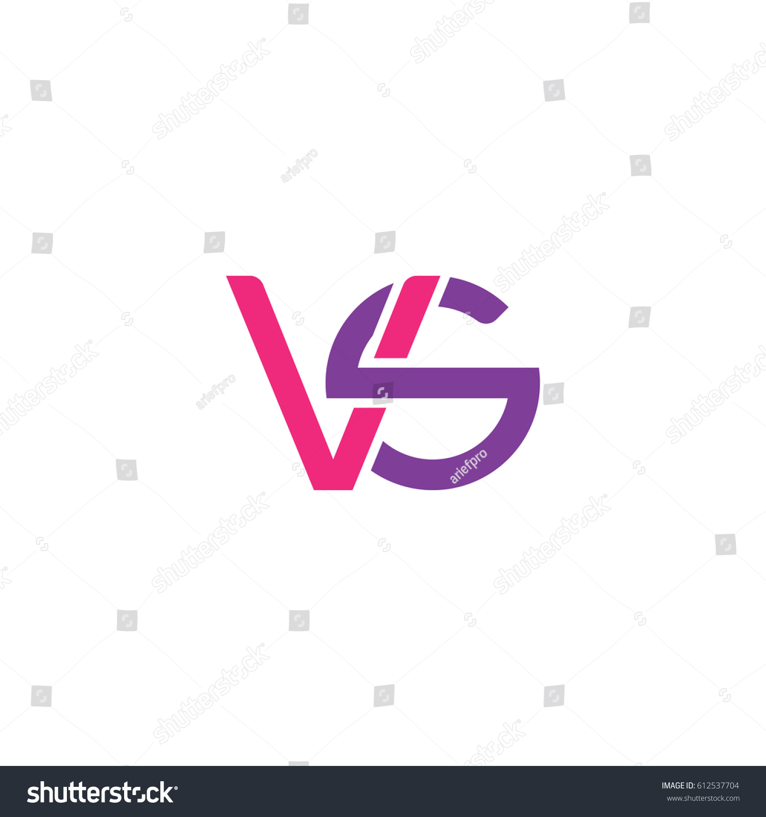 Initial Letters Vs Round Overlapping Lowercase Stock Vector Royalty