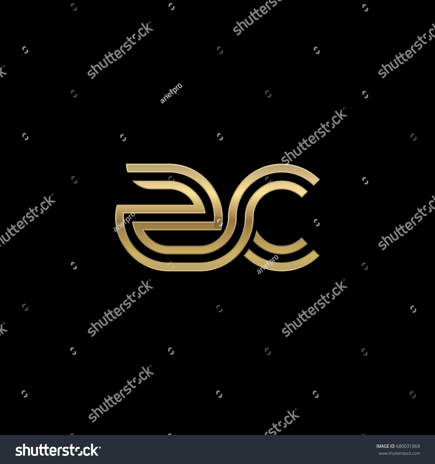 Initial Lowercase Letter Zc Linked Outline Stock Vector Royalty Free