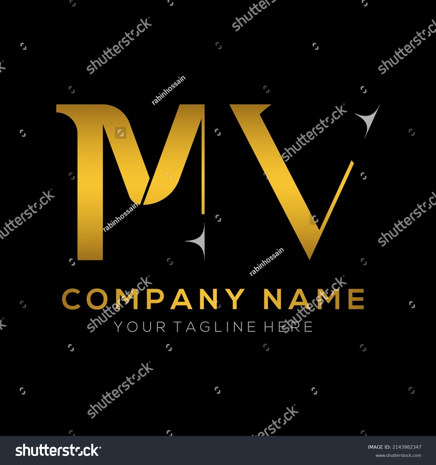 Initial Mv Letter Logo Creative Modern Stock Vector Royalty Free