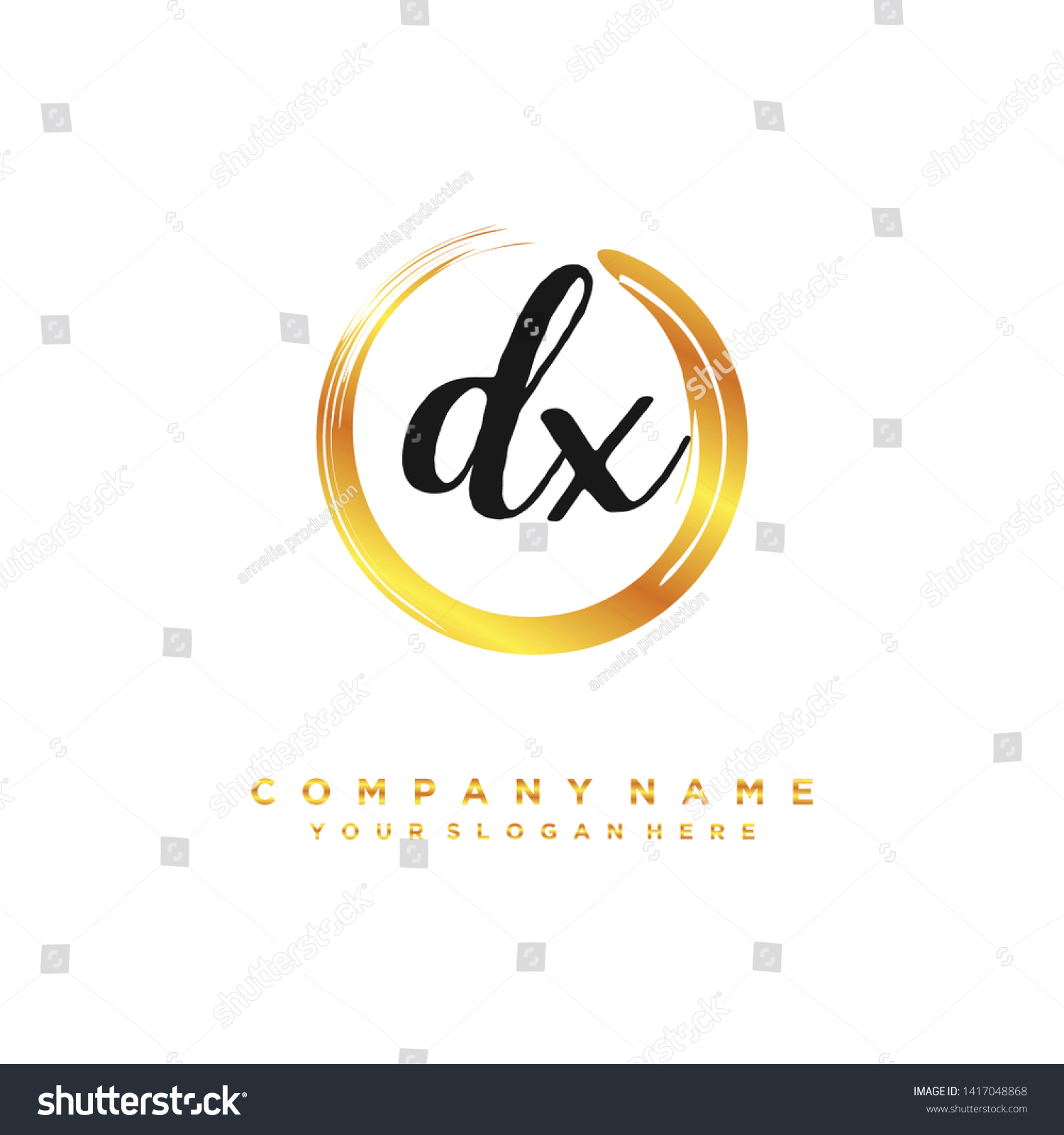 Initials Letter Dx Handwriting Logo Vector Stock Vector Royalty Free