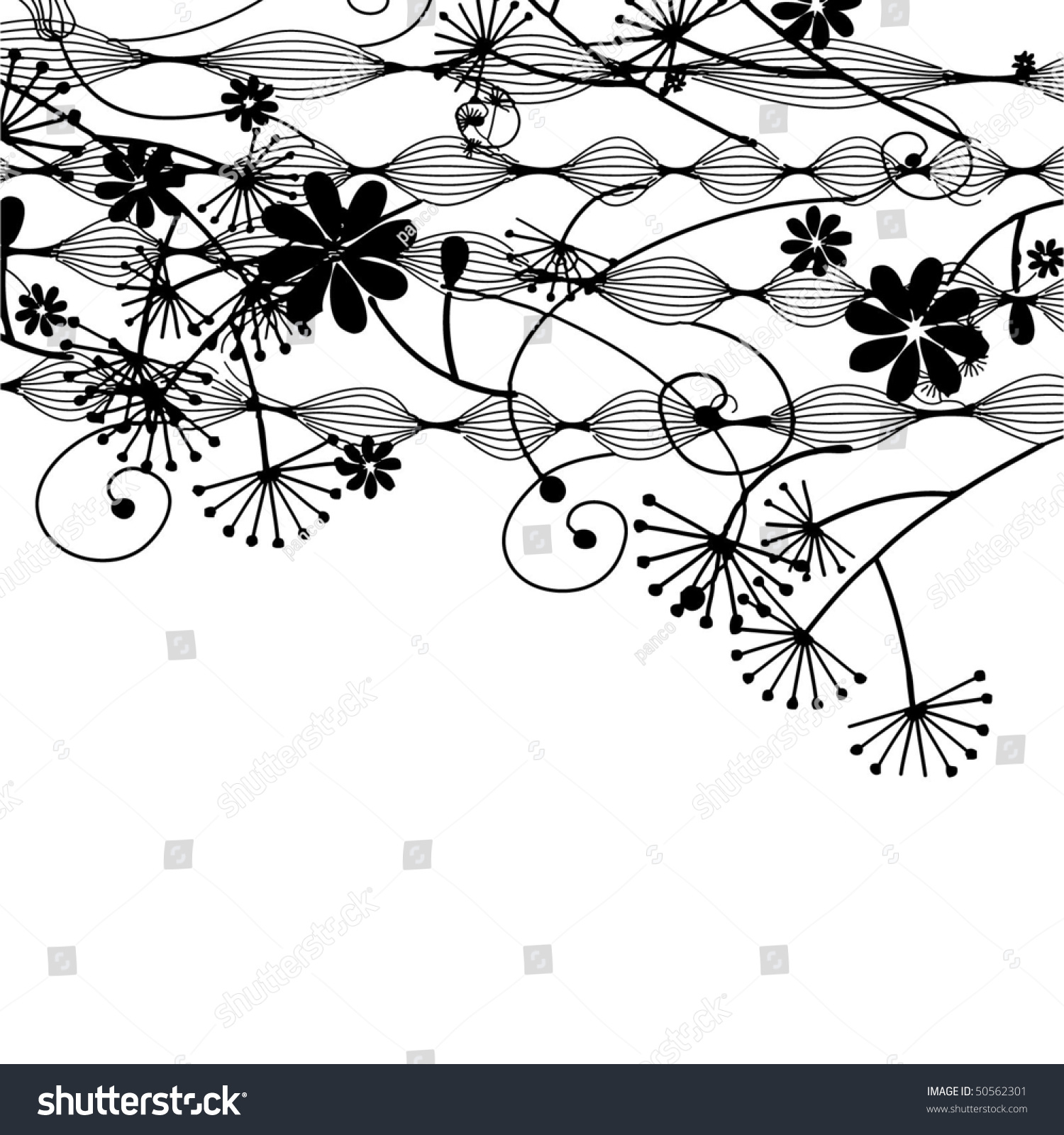Ink Flowers Stock Vector Illustration 50562301 : Shutterstock