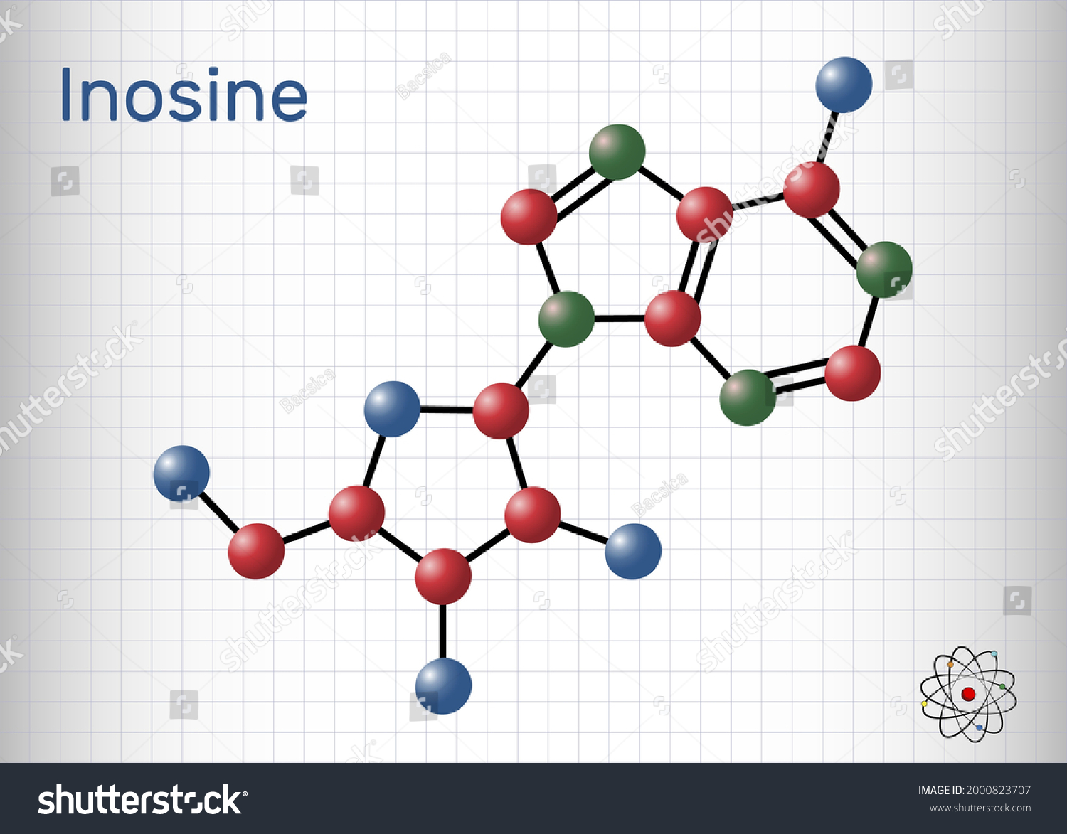 Inosine Molecule Purine Nucleoside Commonly Occurs Stock Vector