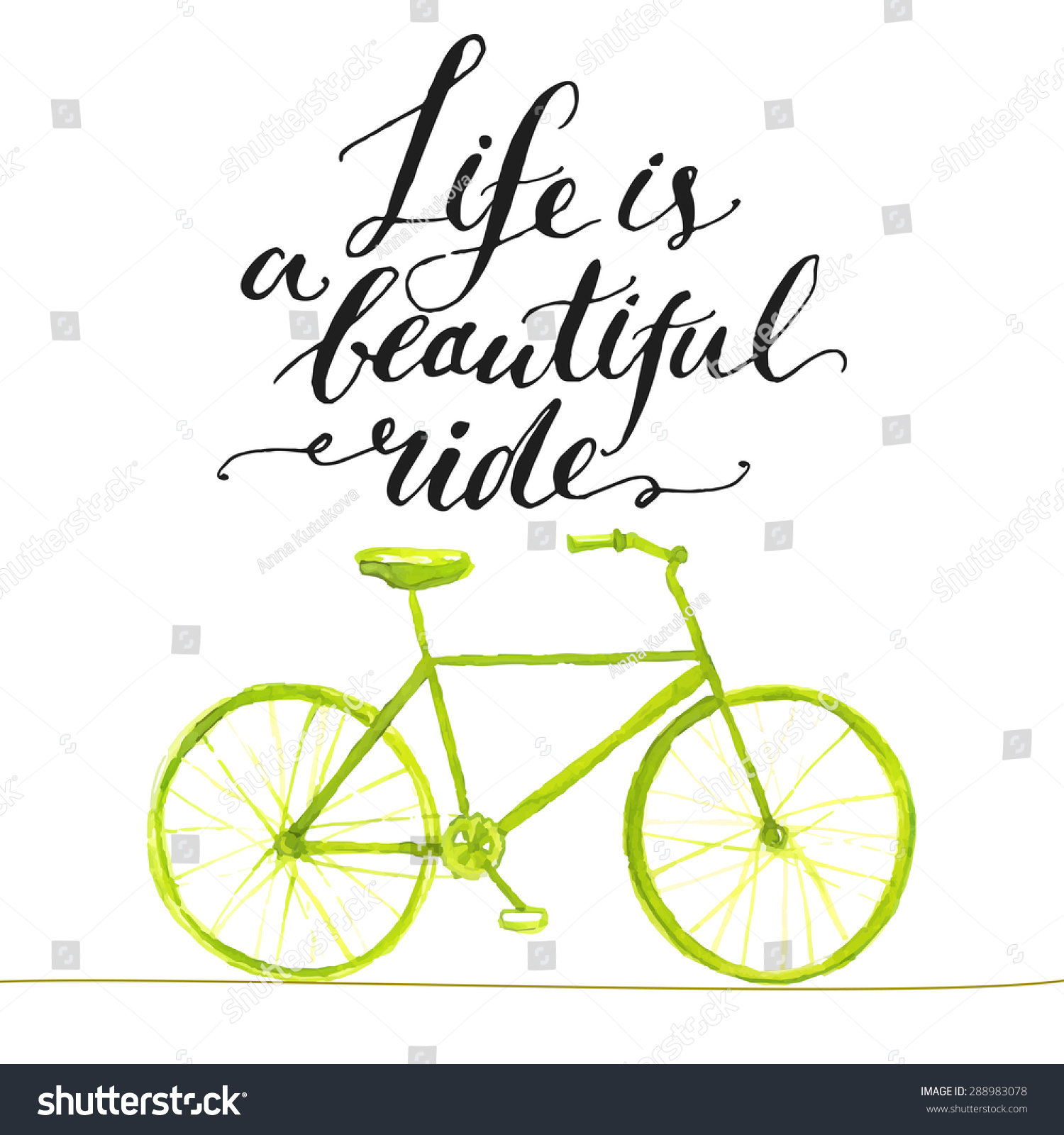 Inspirational Quote Life Is A Beautiful Ride. Handwritten Modern