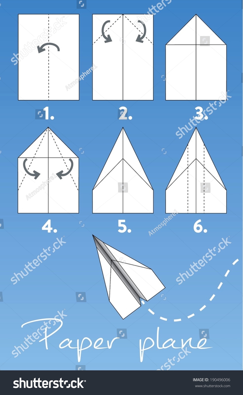 Instructions Make Origami Paper Airplane 6 Stock Vector 190496006 Shutterstock