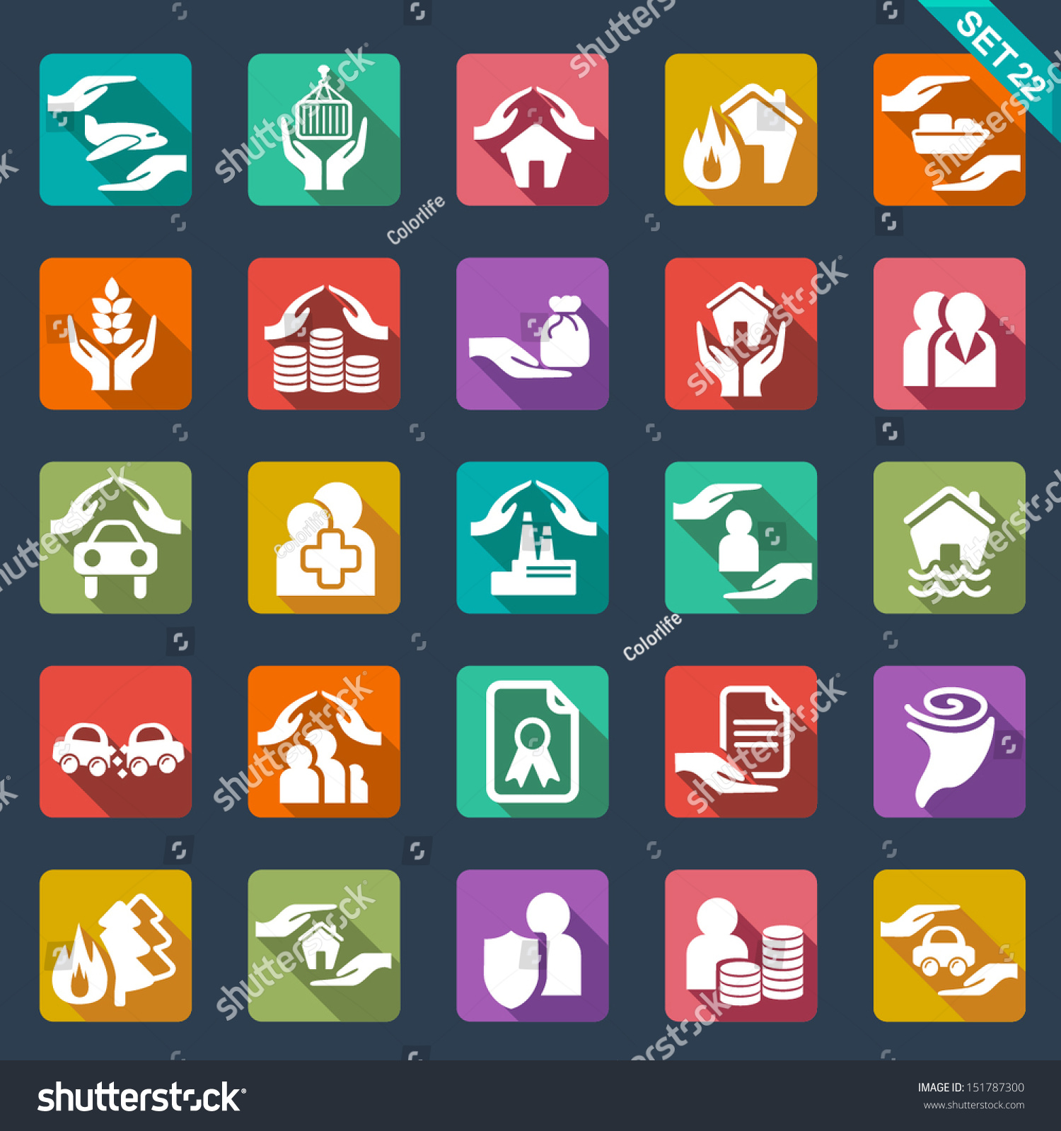 Insurance Icons Stock Vector Illustration 151787300 : Shutterstock