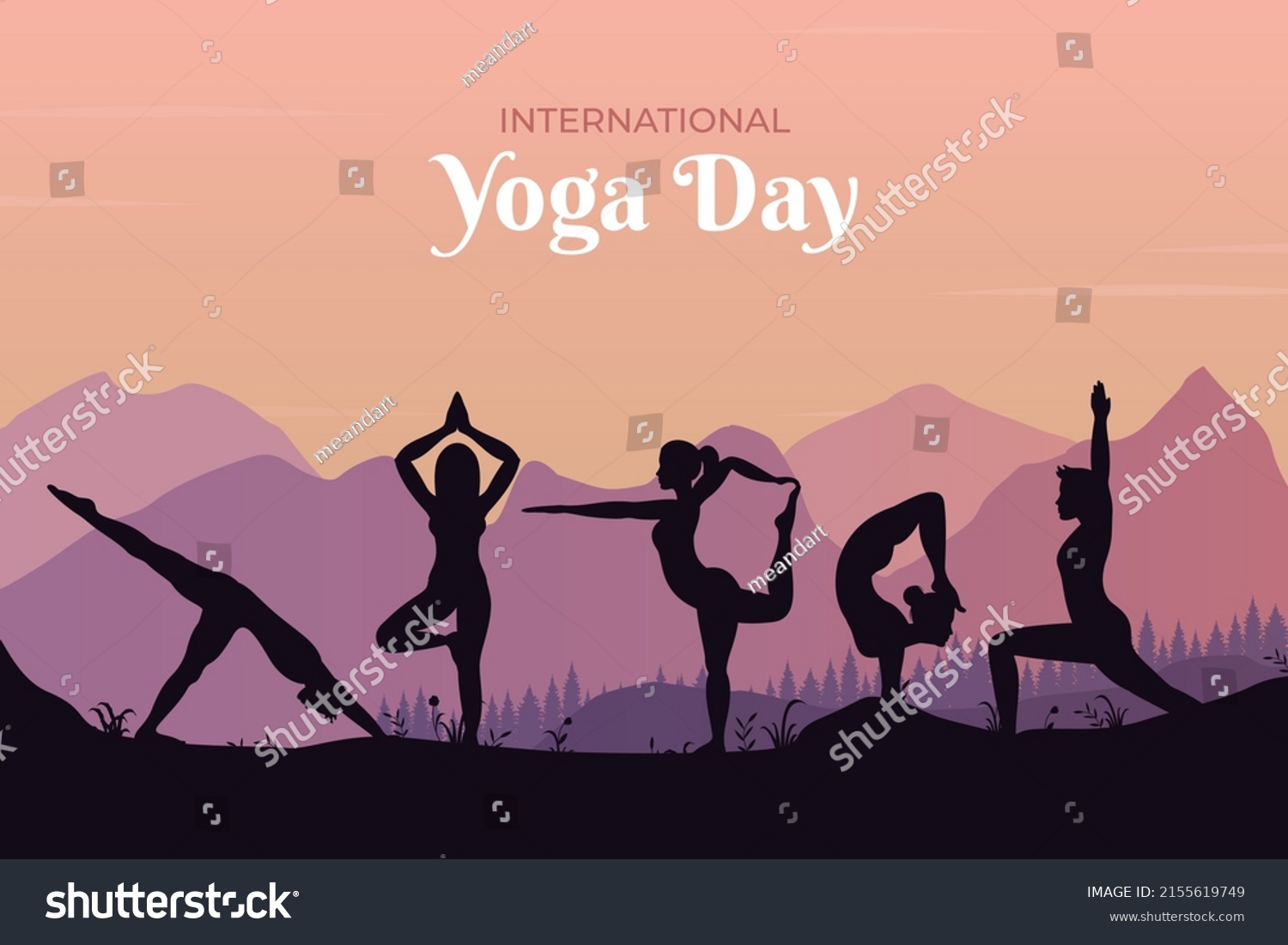 International Yoga Day June 21st Celebrations Stock Vector Royalty