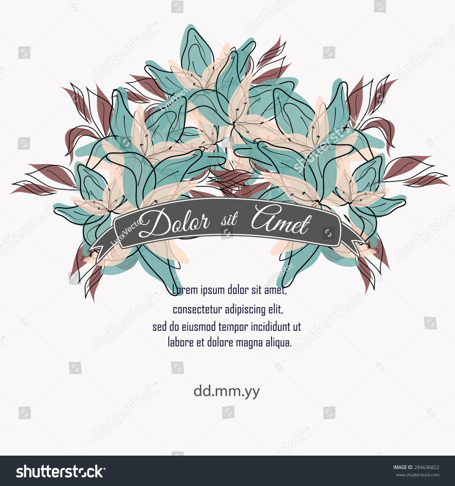 Invitation card with floral elements Invitation card with floral elements