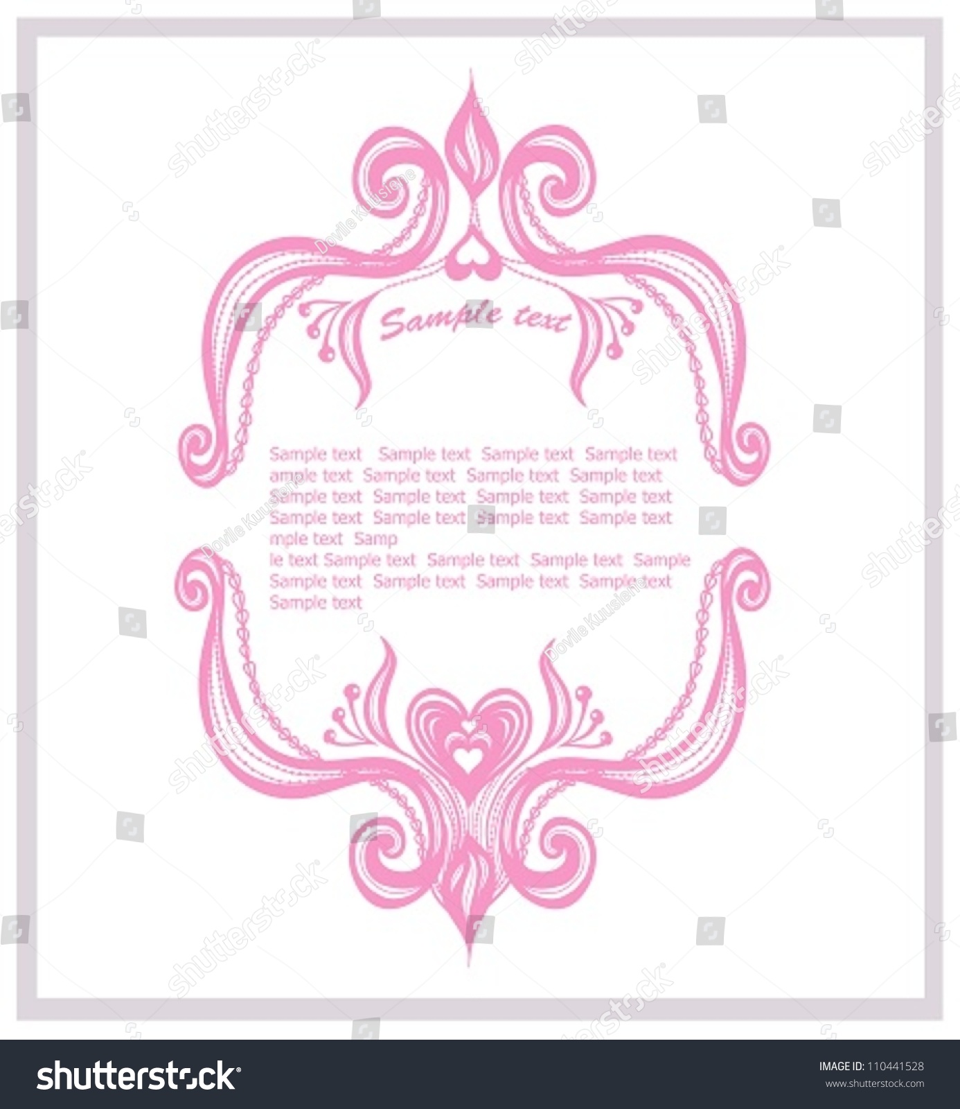 Invitation Template With Floral Elements. Abstract Border Or Frame