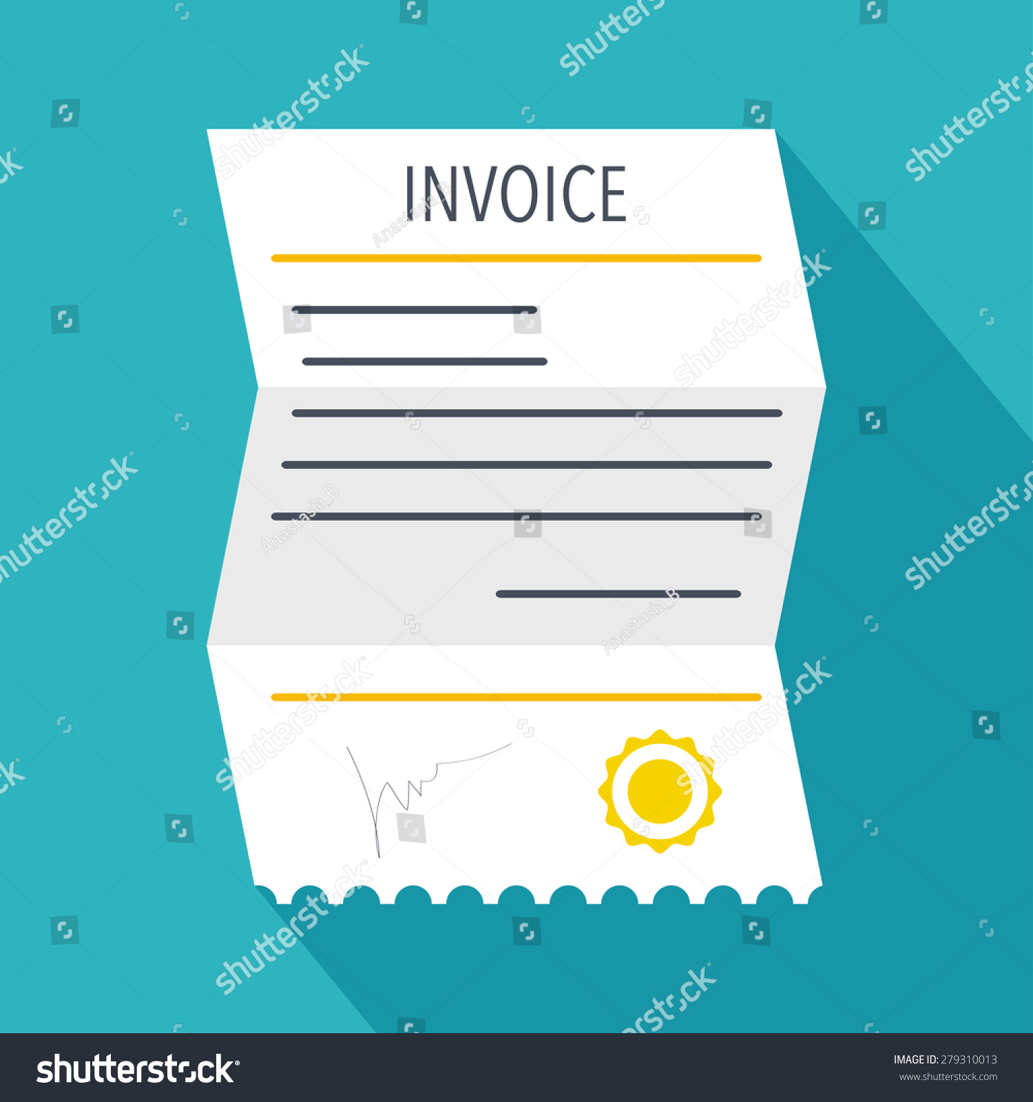 Invoice Icon Flat Style Vector Illustration Stock Vector 279310013 ...