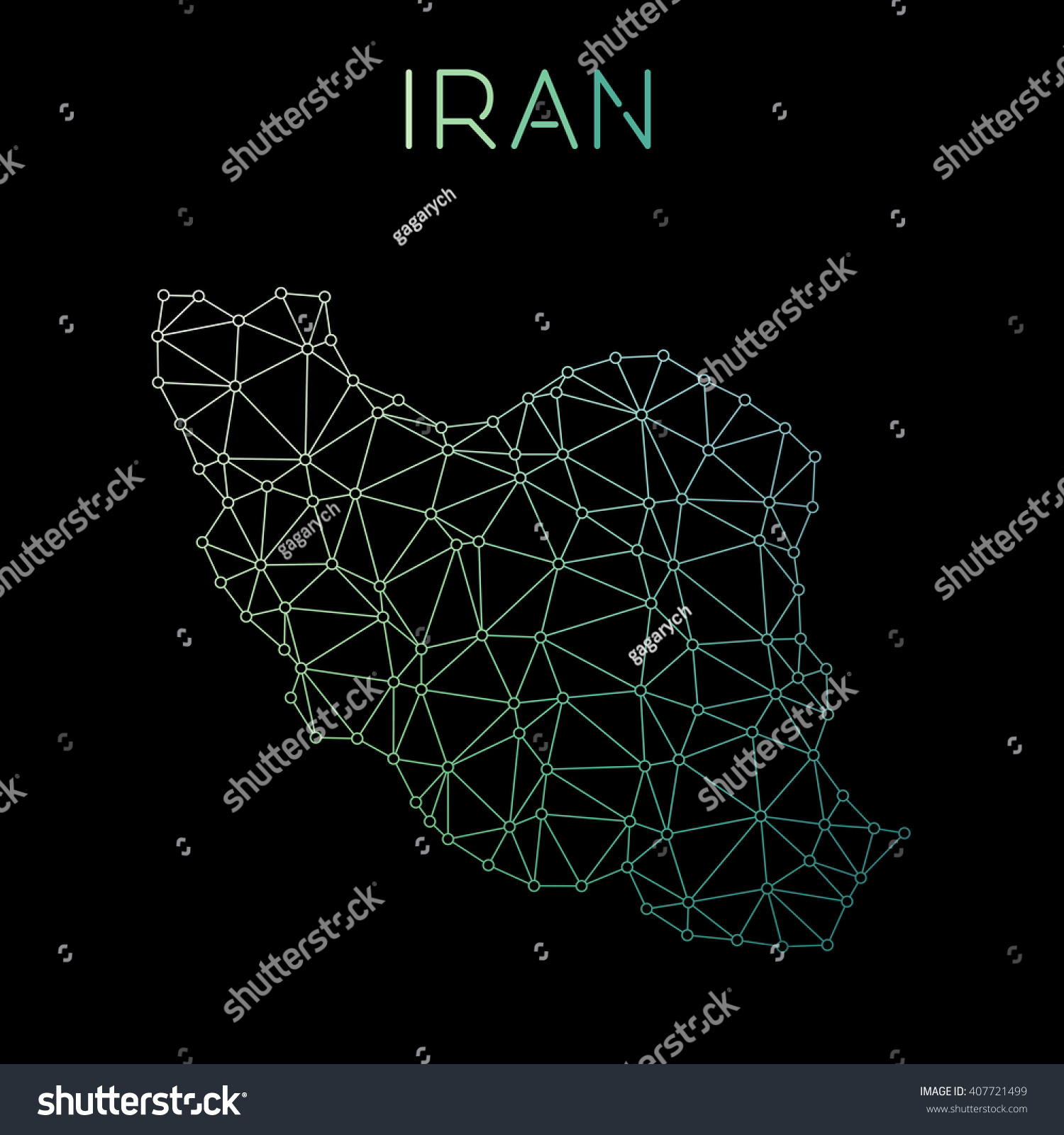 Iran, Islamic Republic Of Network Map. Abstract Polygonal Iran, Islamic