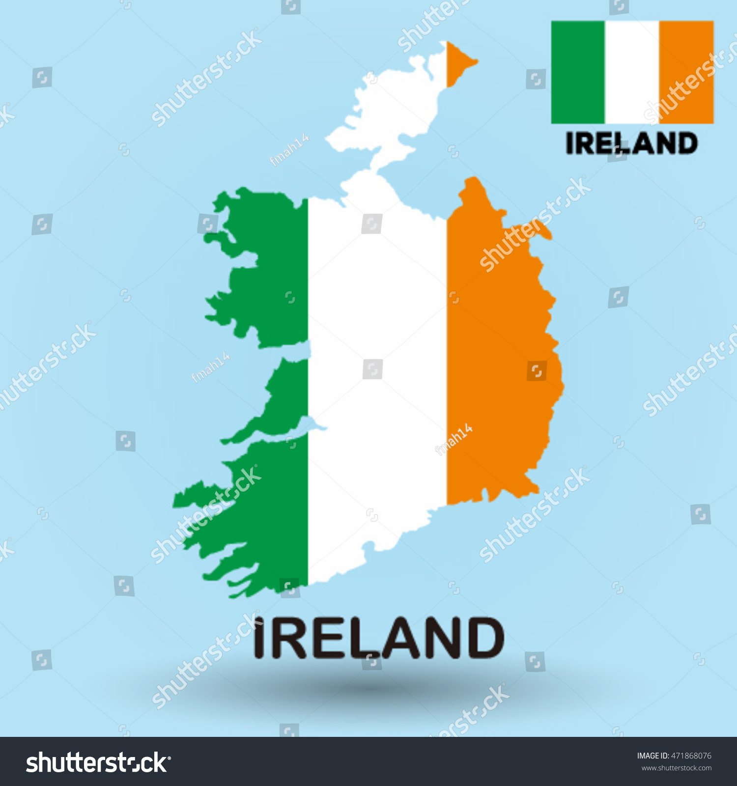 Ireland Flag Map Stock Vector Illustration 471868076 : Shutterstock