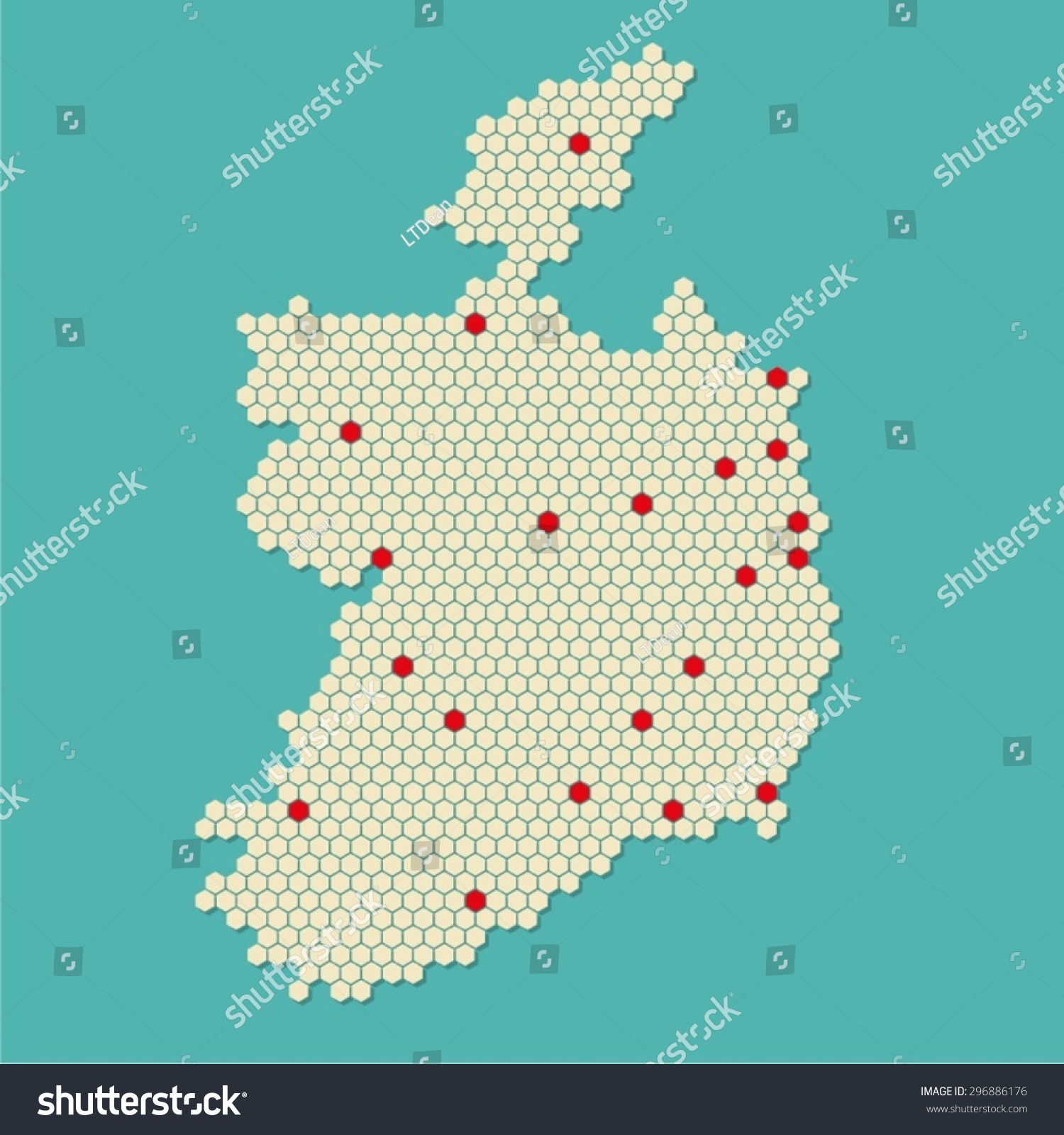 Ireland Modern Pixel Map Stock Vector Royalty Free