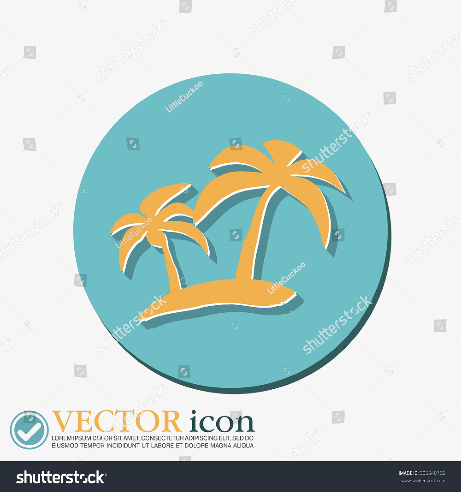 Island Icons Symbol Of The Island With Palm Trees Icon Holiday Stock